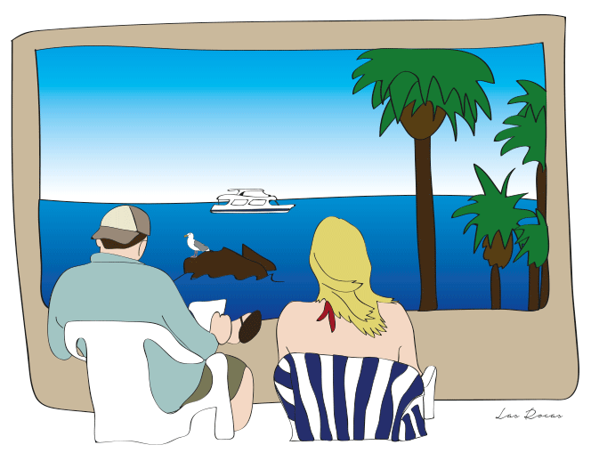 Custom illustration for Jim & Vika to remember their trip to Las Rocas, Mexico