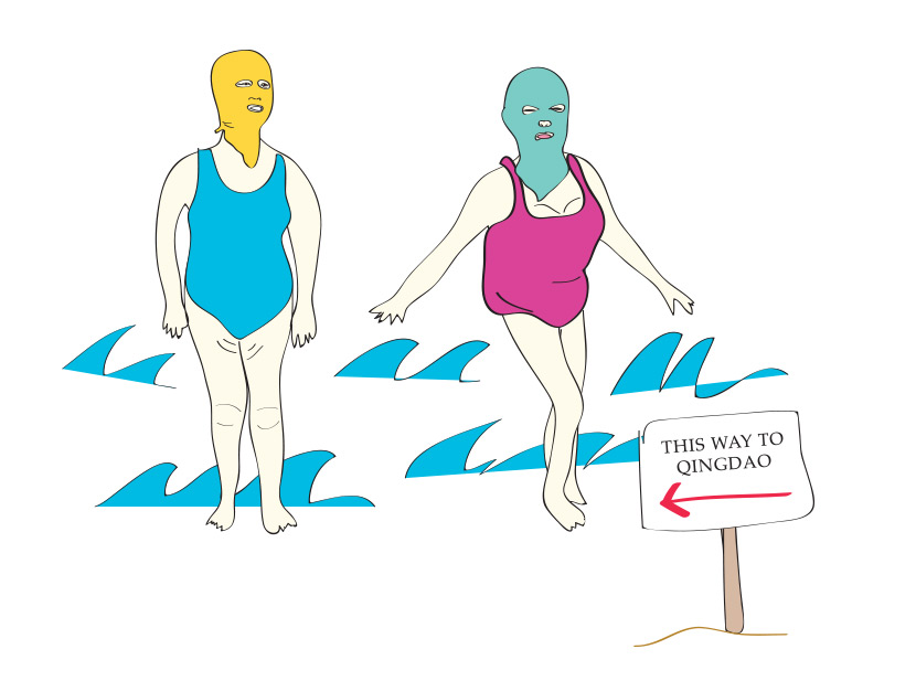 Did you know that facekinis are all the rage on Chinese beaches? They not only protect the face from sun and sand, but also jellyfish! Surprisingly, these colorful face masks give middle-aged women self confidence! Go figure.