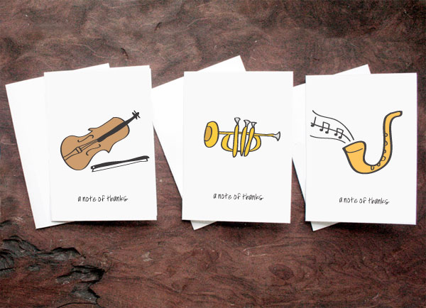 Custom illustrated thank you cards ( "A note of thanks" )