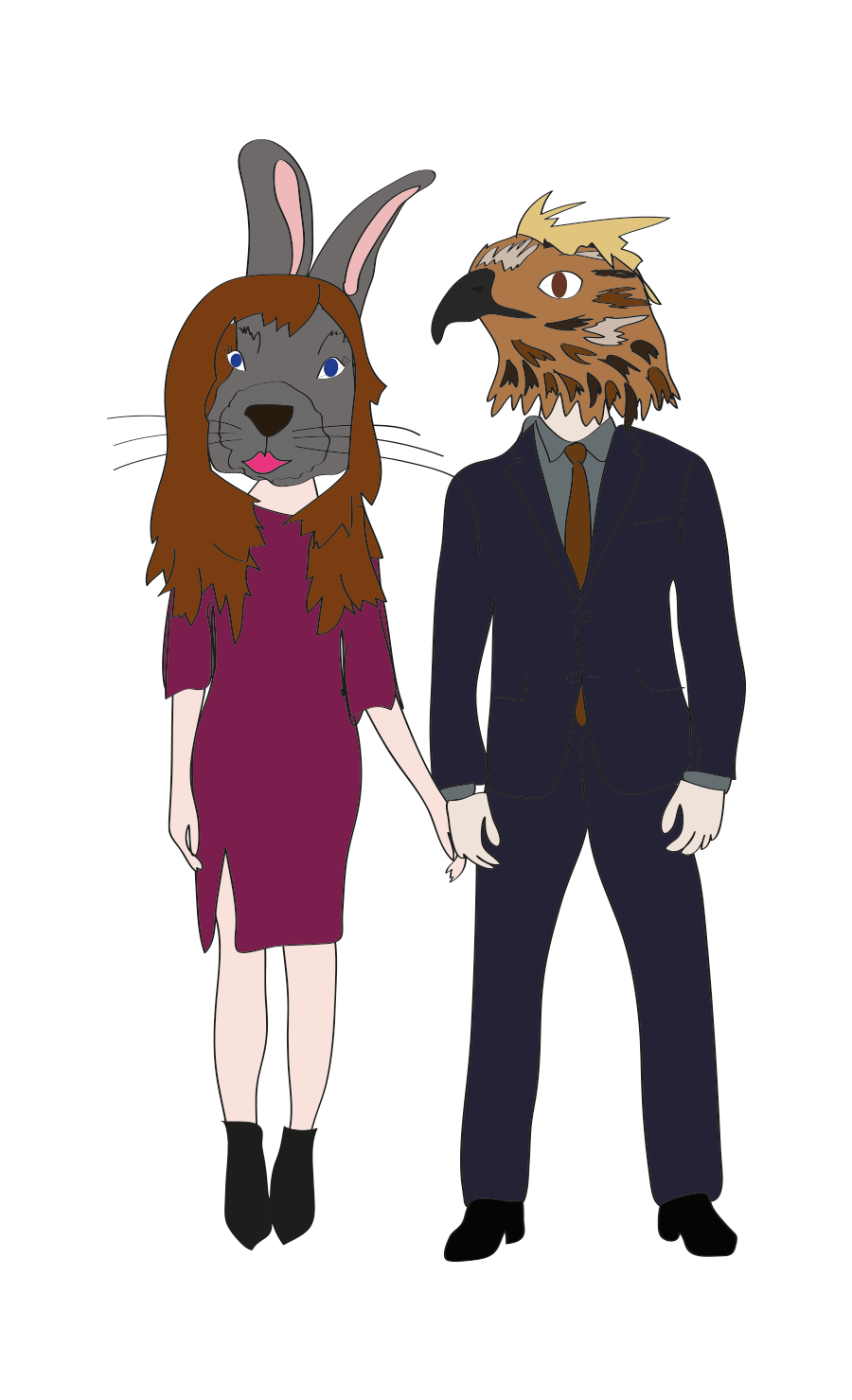 Interspecies couple: Hot Bunny + Sexy Hawk