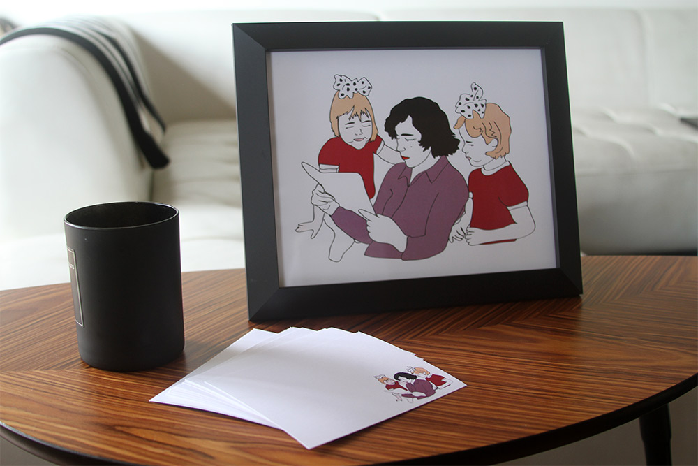 Custom illustrated print + set of cards for my mom