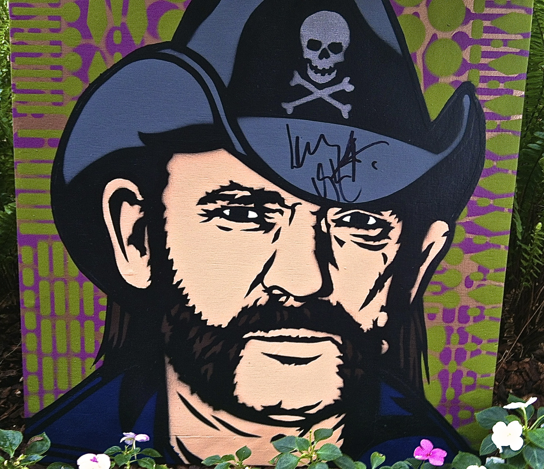 "Lemmy" stencil painting, signed by Lemmy Kilmister (Motorhead)