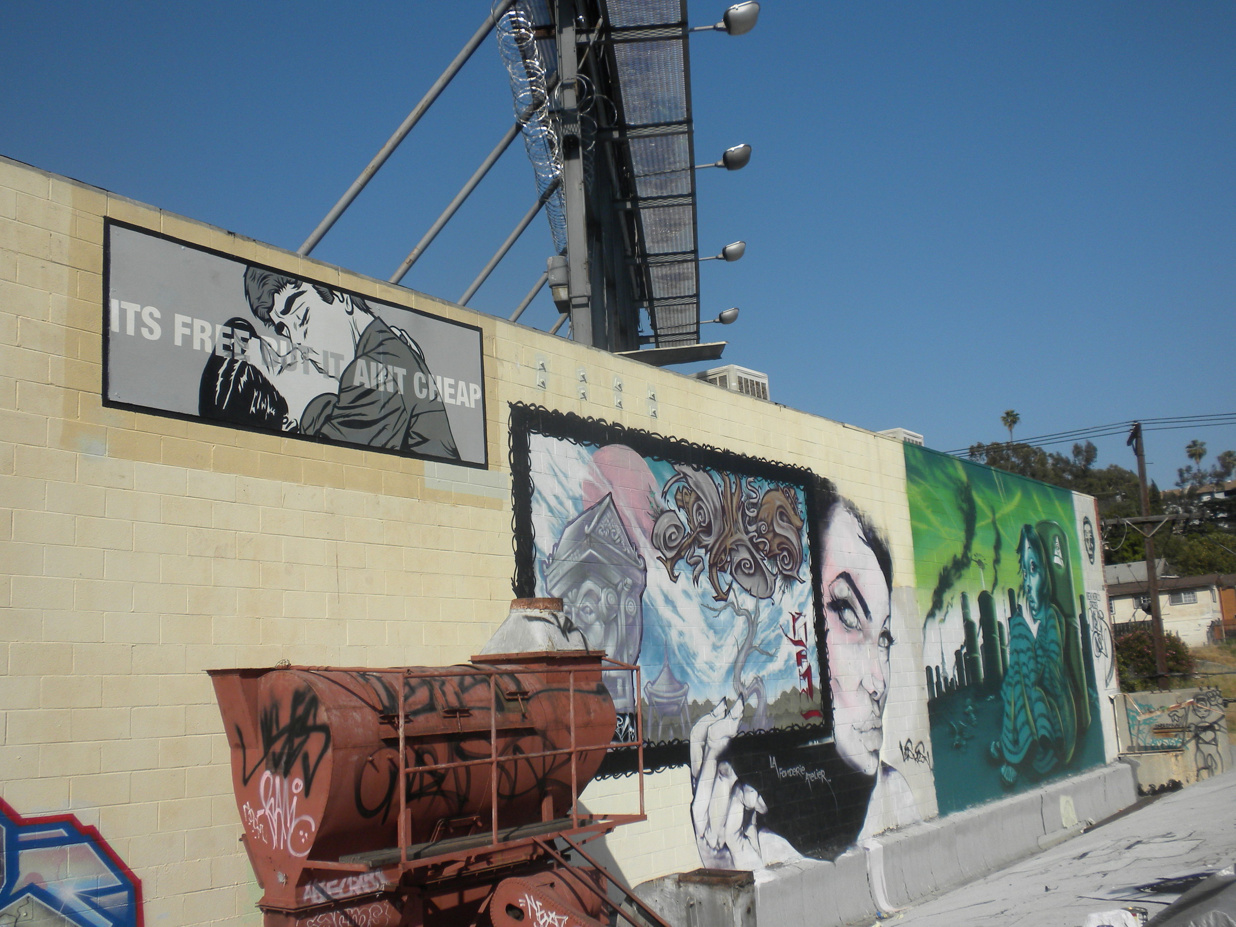 "It's free, but it ain't cheap" public painting, Echo Park/Los Angeles CA