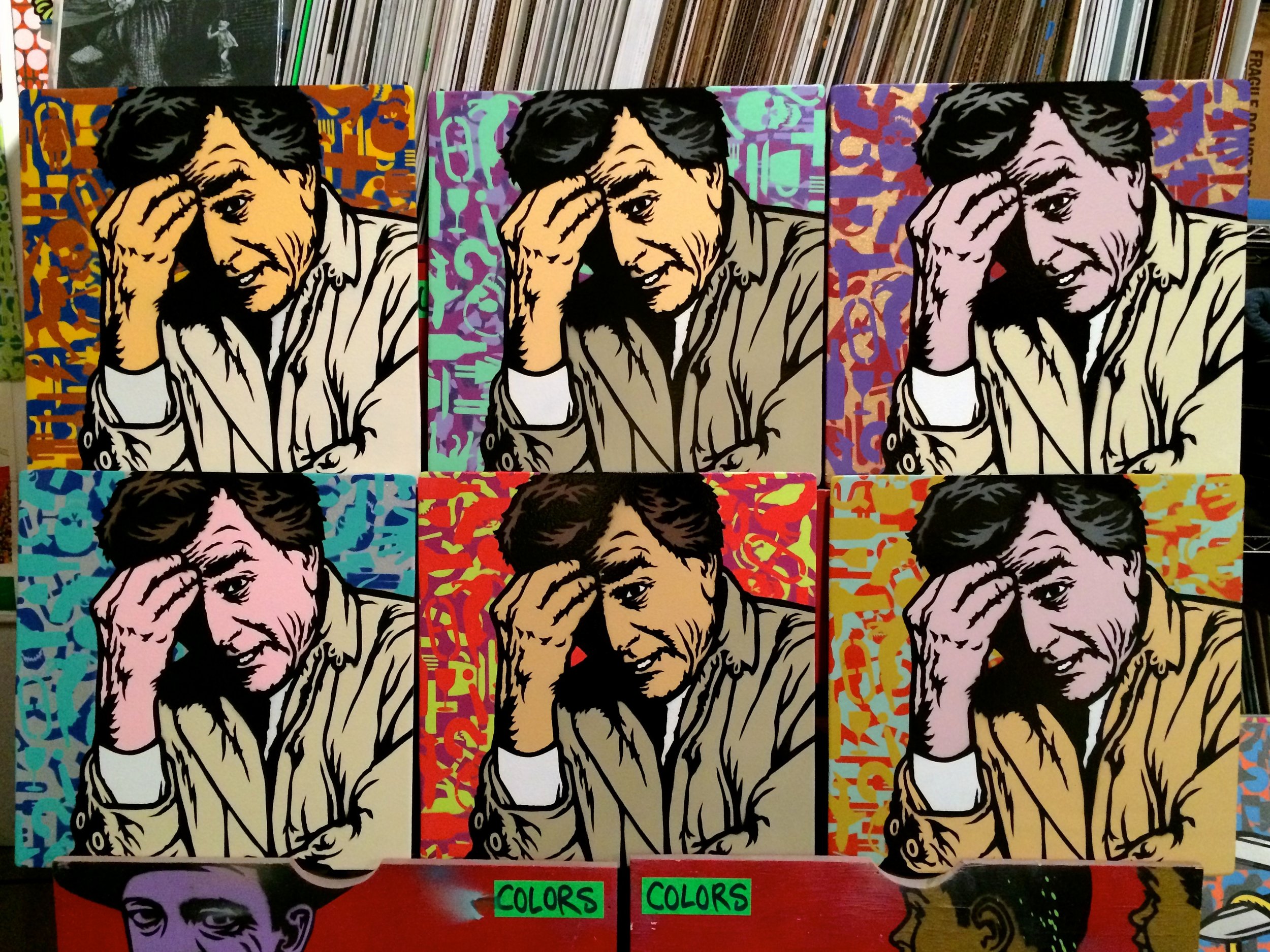 "One More Thing" (Columbo) Spray paint/stencil on wood panel, 20"x20" Edition of 6