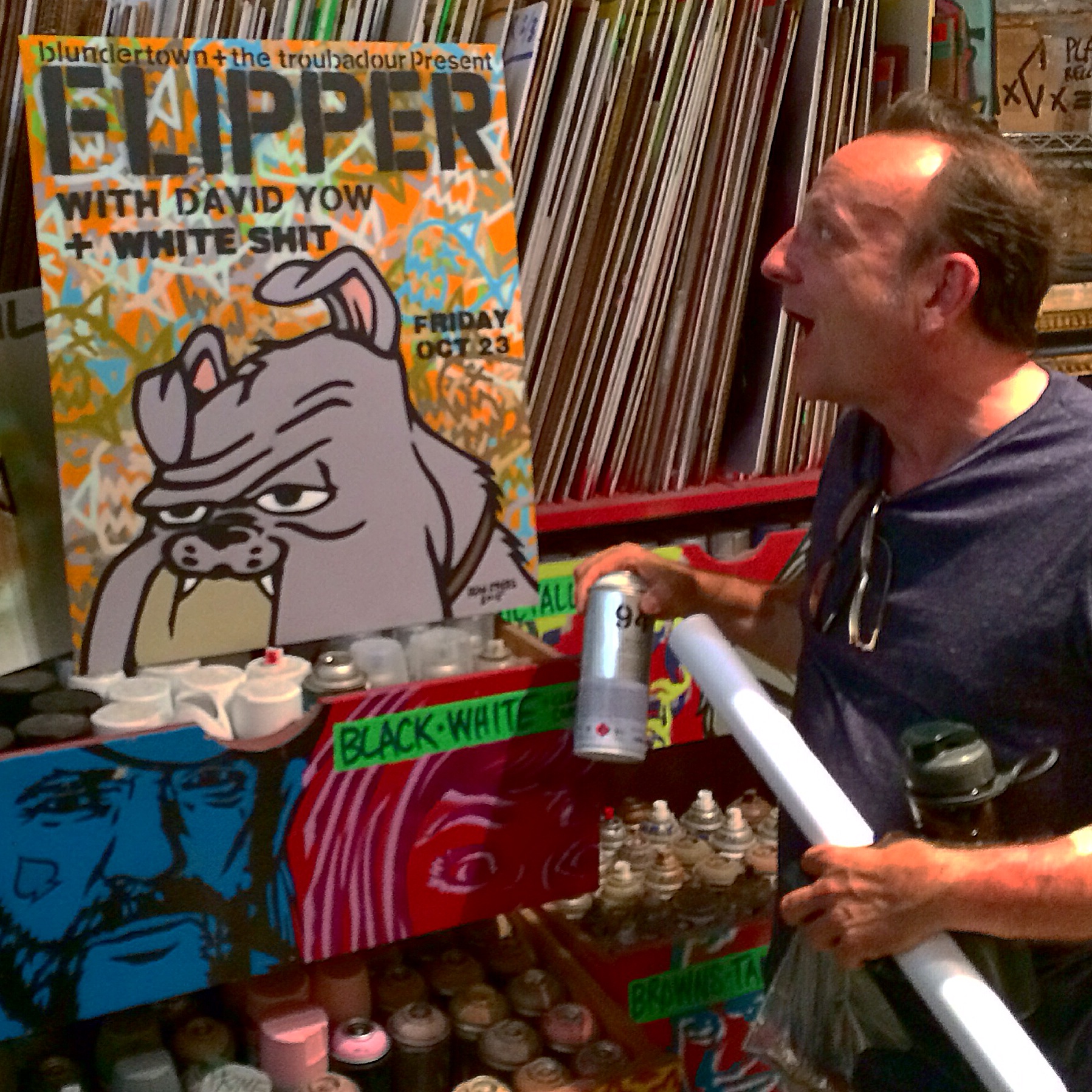 David Yow (Jesus Lizard, Scratch Acid) w/ poster design done for his Los Angeles show with Flipper, 2015