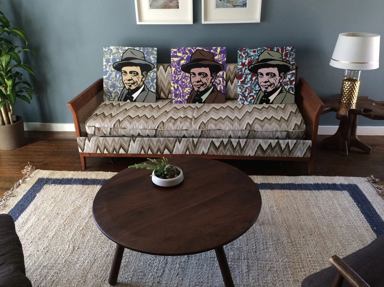Don Knotts stencil pieces being installed in Don Knotts' old house in Glendale CA (2016)