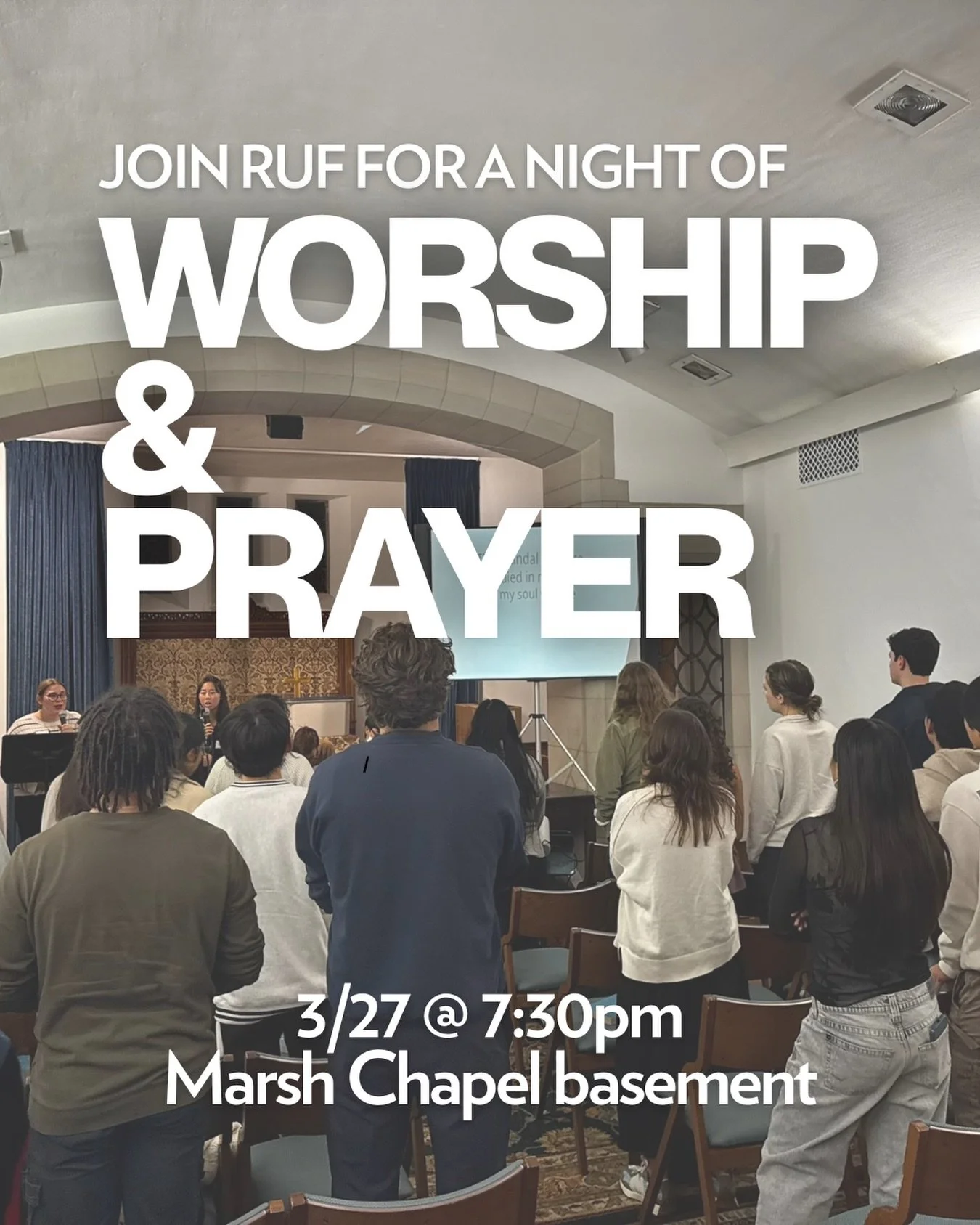 Next Friday join us for a worship night in Marsh Chapel! 🙏🙌 All are welcome!
