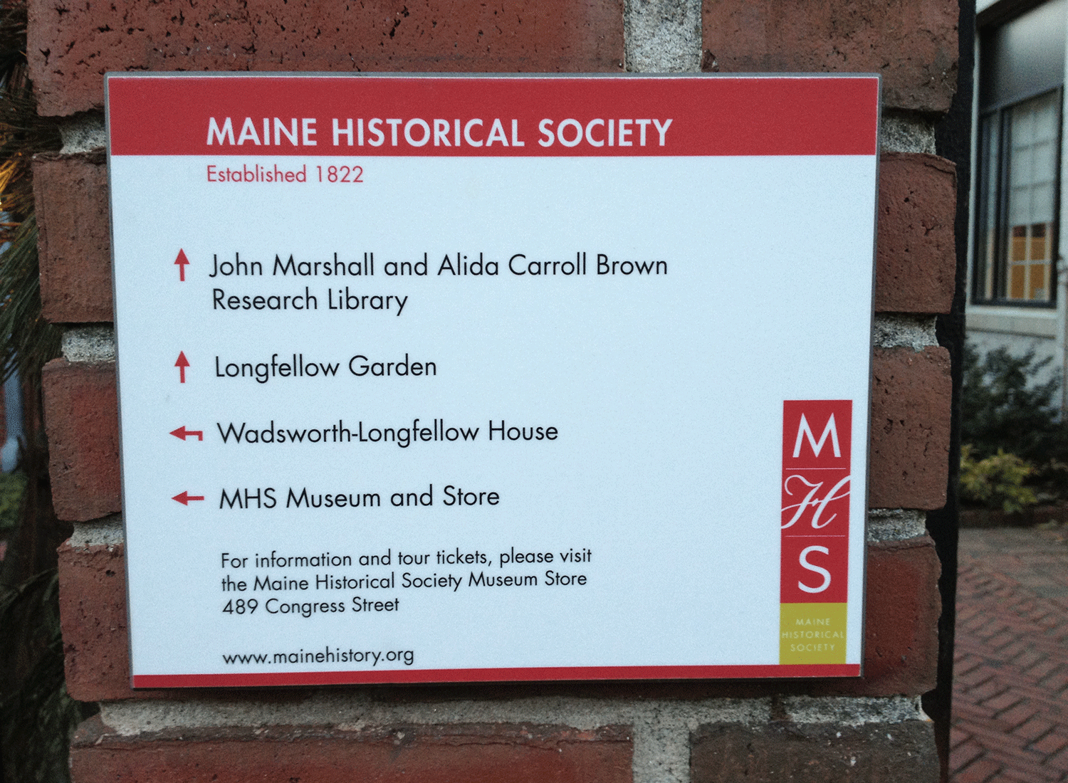 Maine Historical Society, Wayfinding Sign