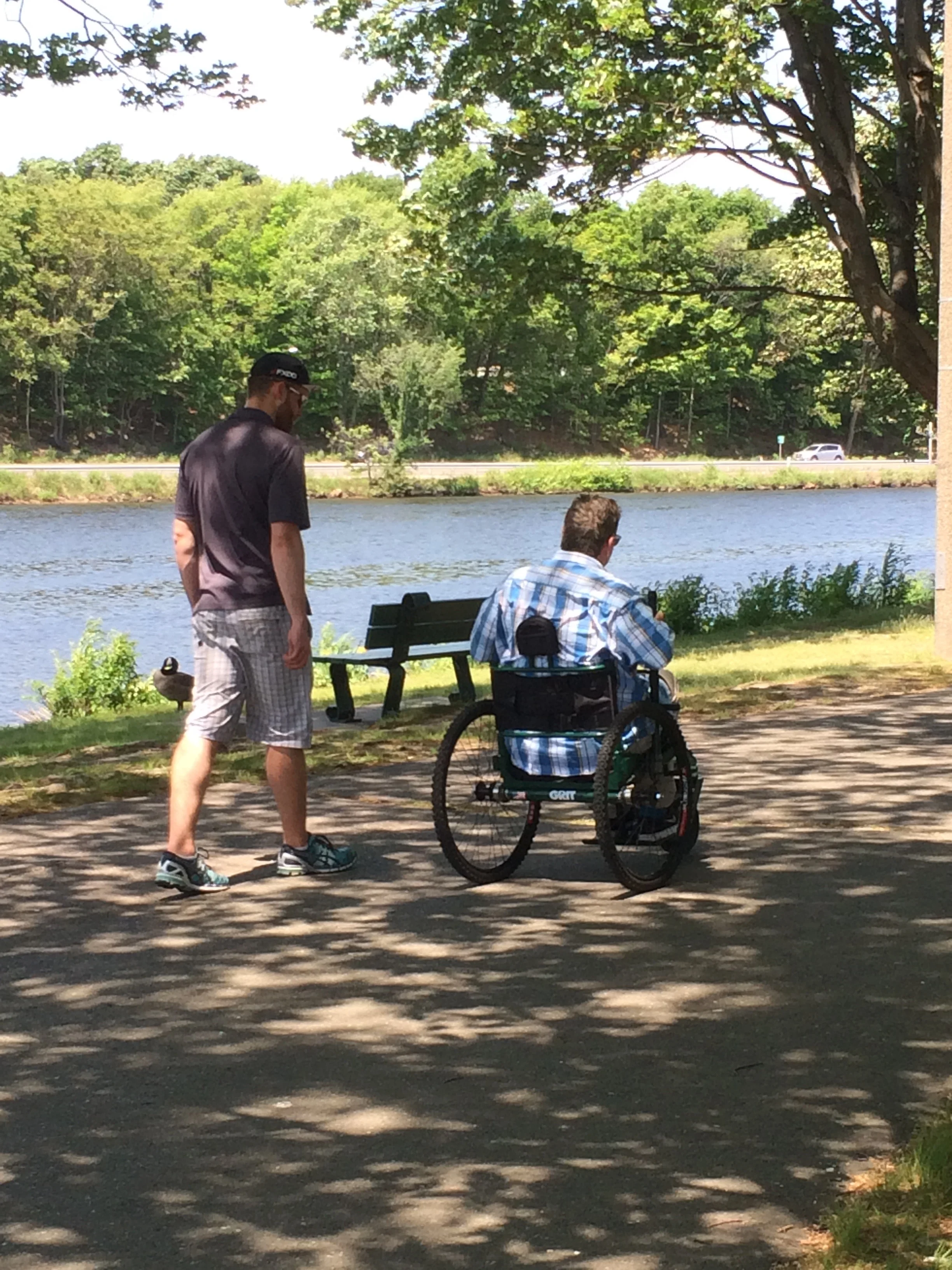 Riding along the Charles River.