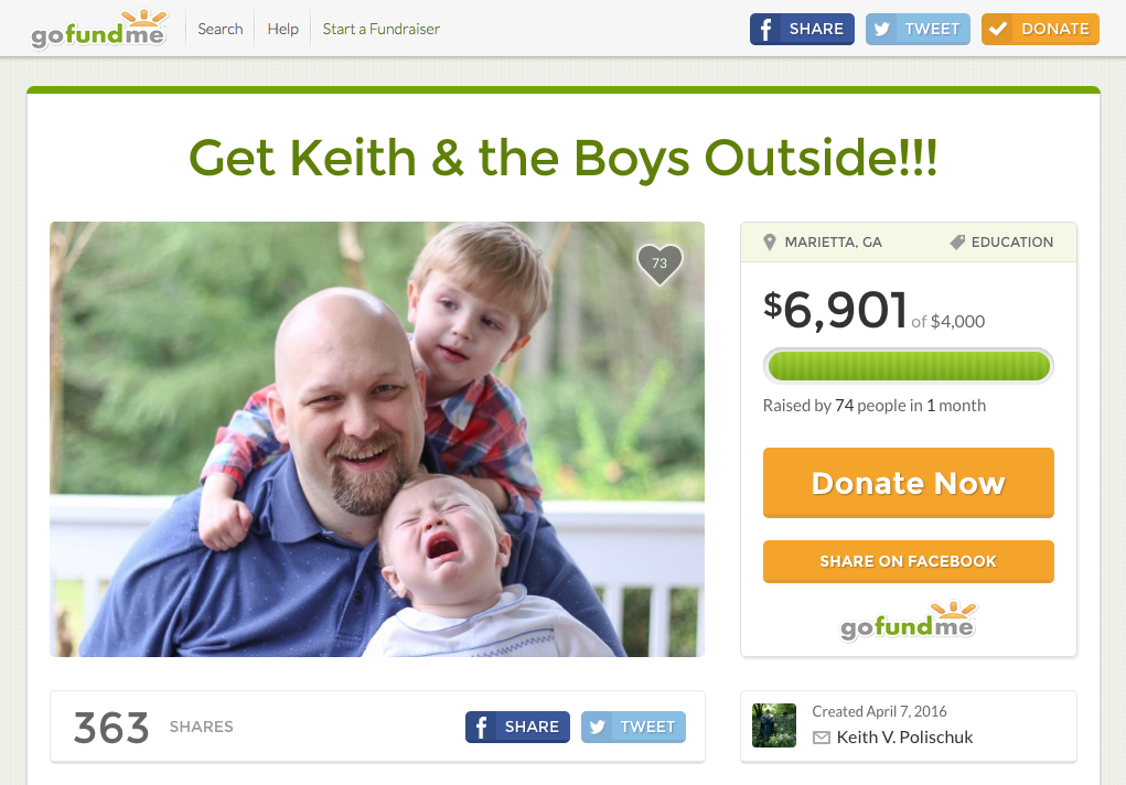 Keith's GoFundMe page