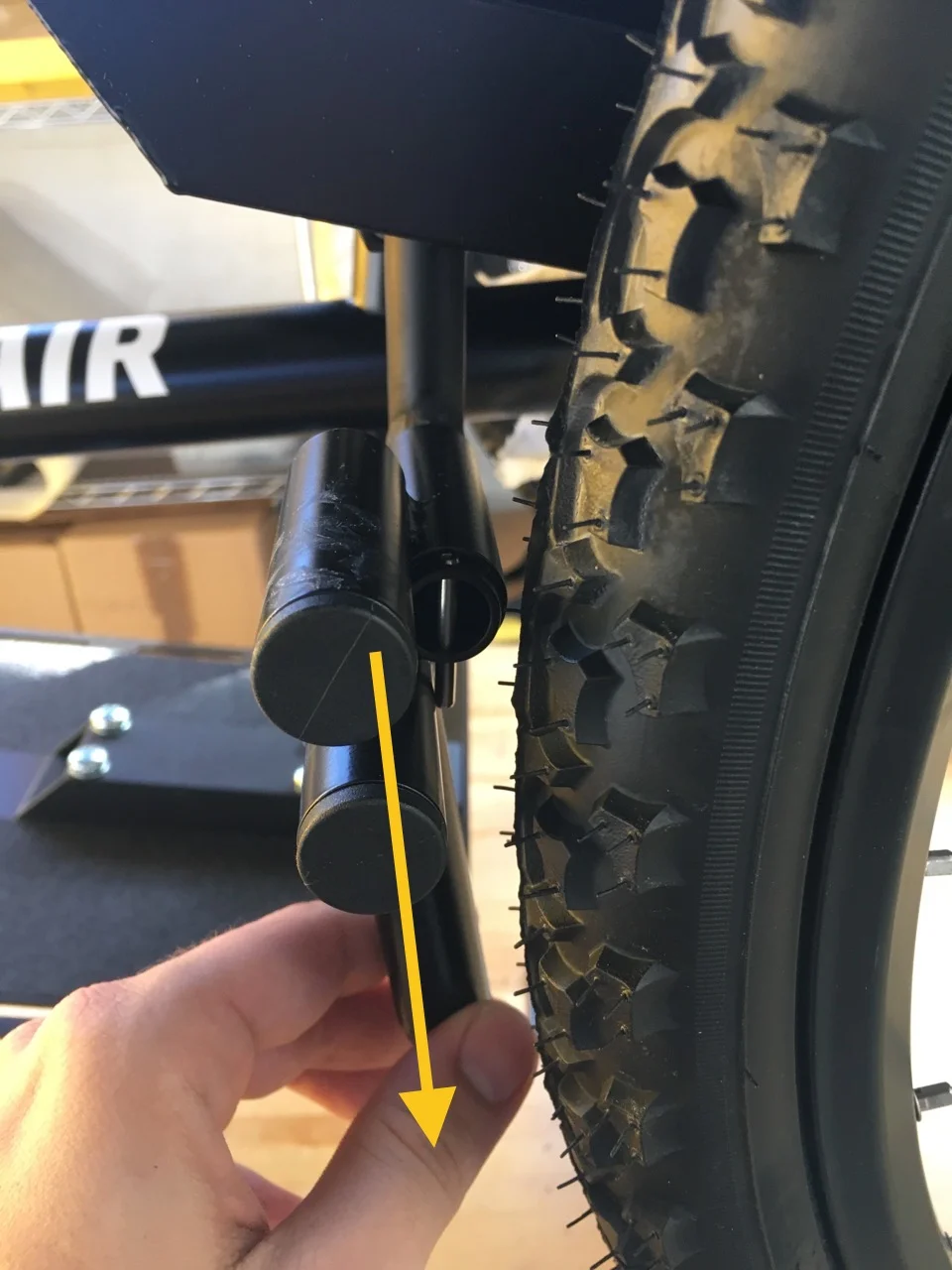 Disengaged, no wheel compression. Angle = 0 degrees.