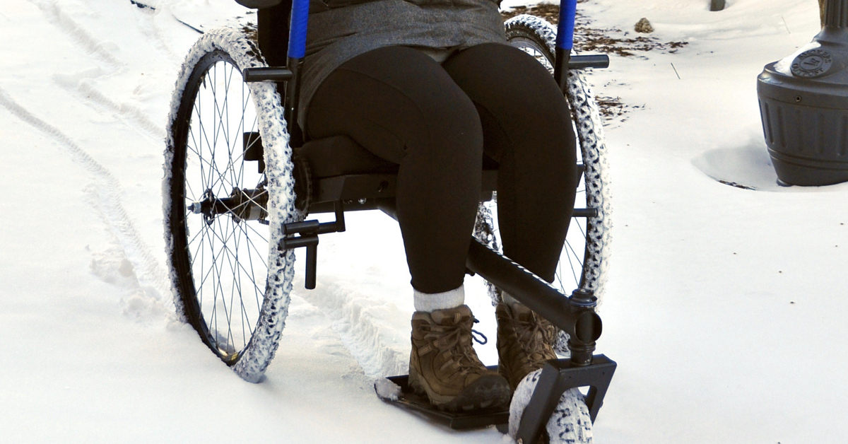 All terrain wheelchairs such as the GRIT Freedom Chair are easier to maneuver over all types of conditions.