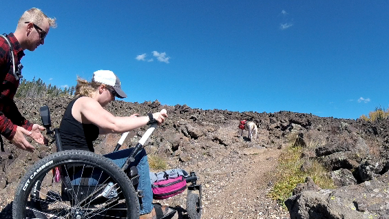 Up at the top of the levers is a lower gear allowing you to slowly maneuver over rough obstacles, or ease up a challenging incline.