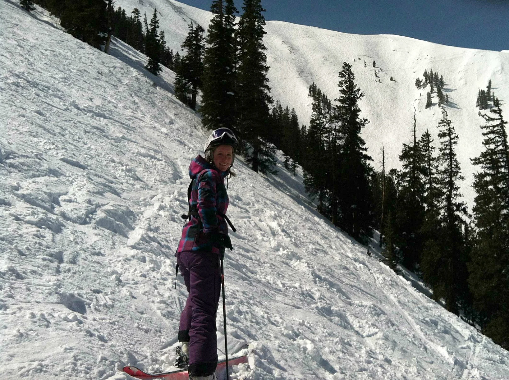 Skiing the Highlands Bowl in Aspen, Colorado in March 2013