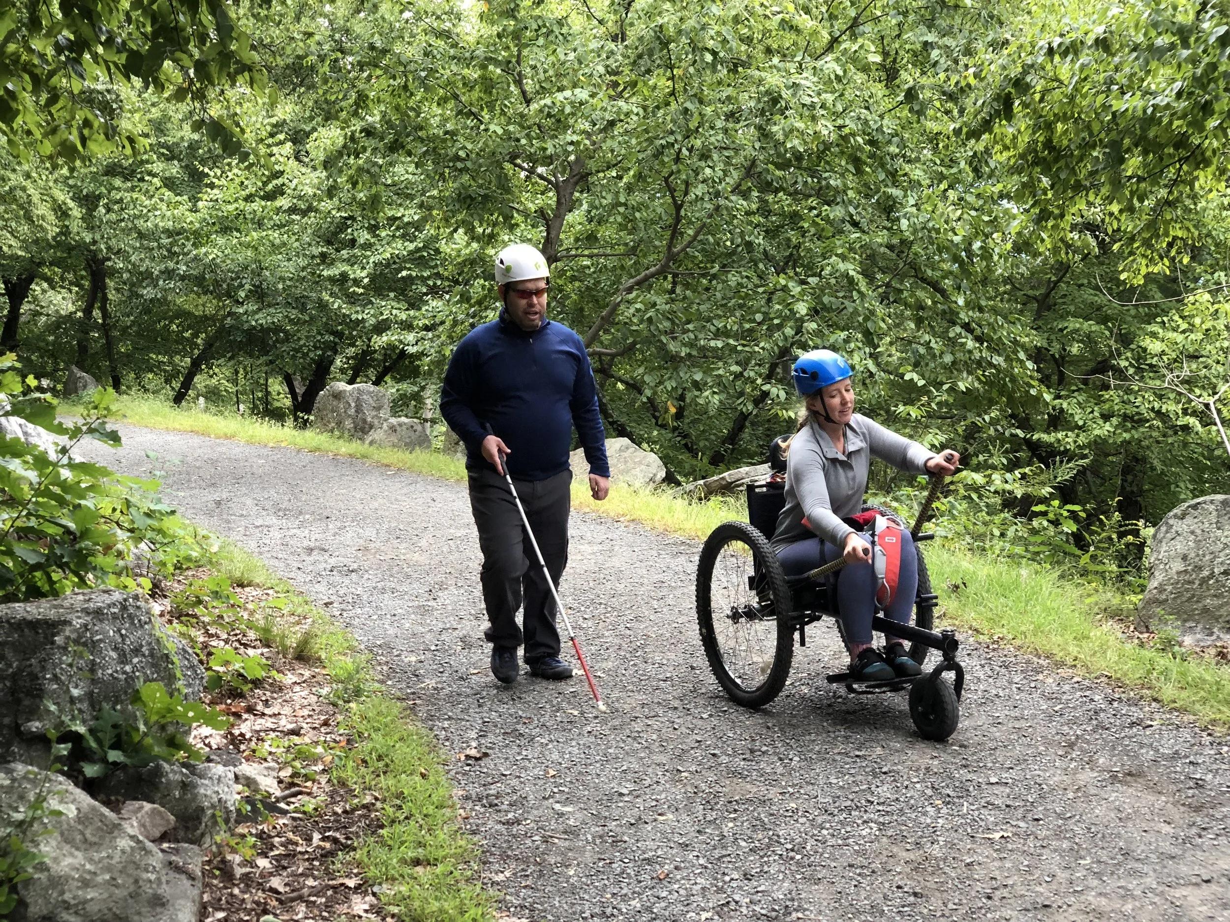 My friend and fellow climber, Shawn Sturges , making our way along the trail by the crag. Shawn is an exceptionally talented rock climber and is completely blind.