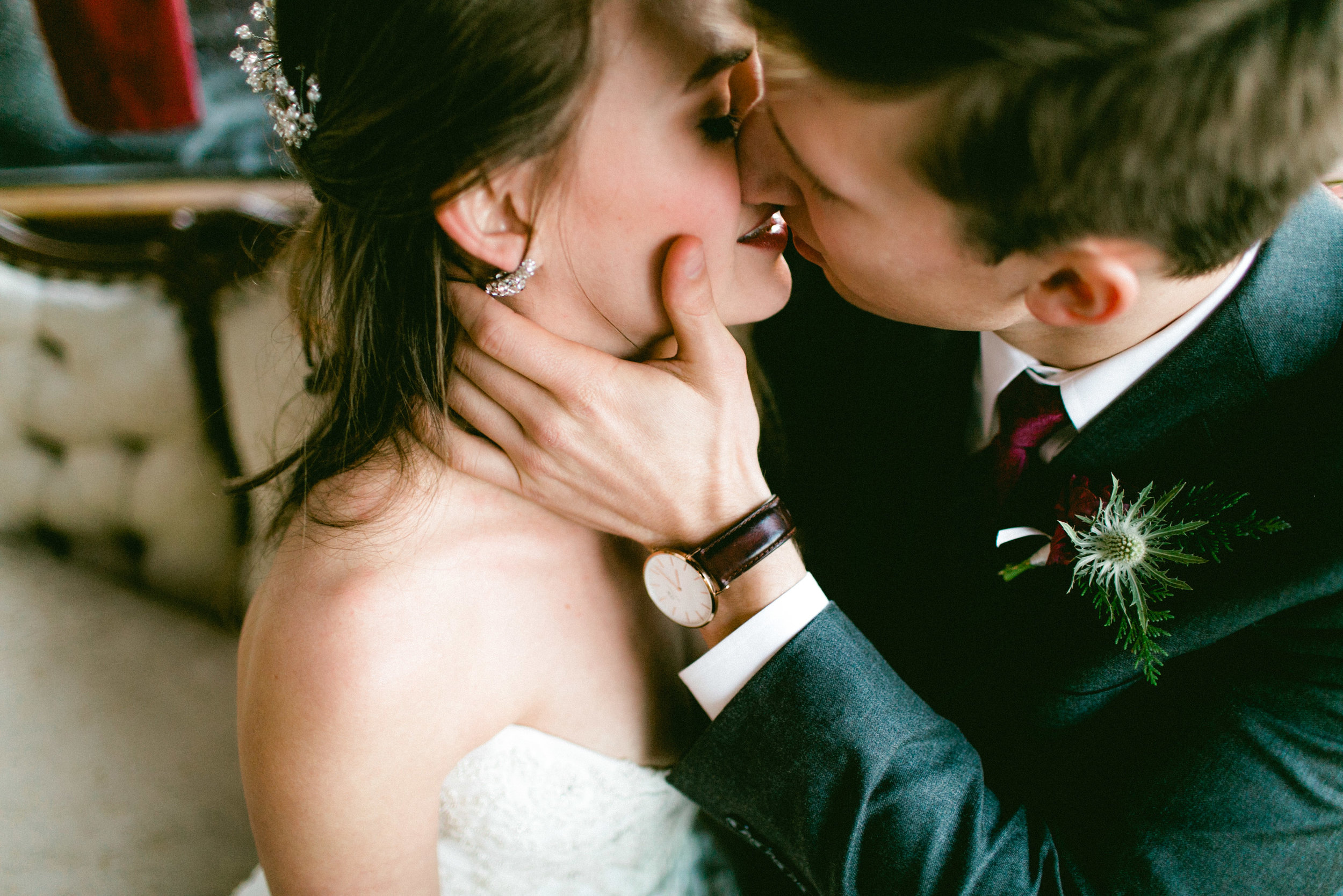 Bride and Groom Kissing