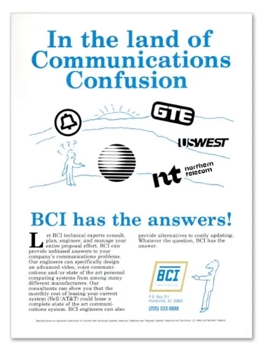 CLIENT: BCI &nbsp;| &nbsp;AGENCY: The&nbsp;Advertising Store &nbsp;| &nbsp;YEAR: 1986 PUBLICATION:&nbsp; Industrial Directory—Huntsville Chamber of Commerce,  full page,&nbsp;color 