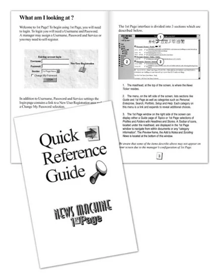  CLIENT: Retrieval Technologies &nbsp;| &nbsp;AGENCY: In-house &nbsp;| &nbsp;YEAR: 1998 TYPE: News Machine—Quick Reference Guide 