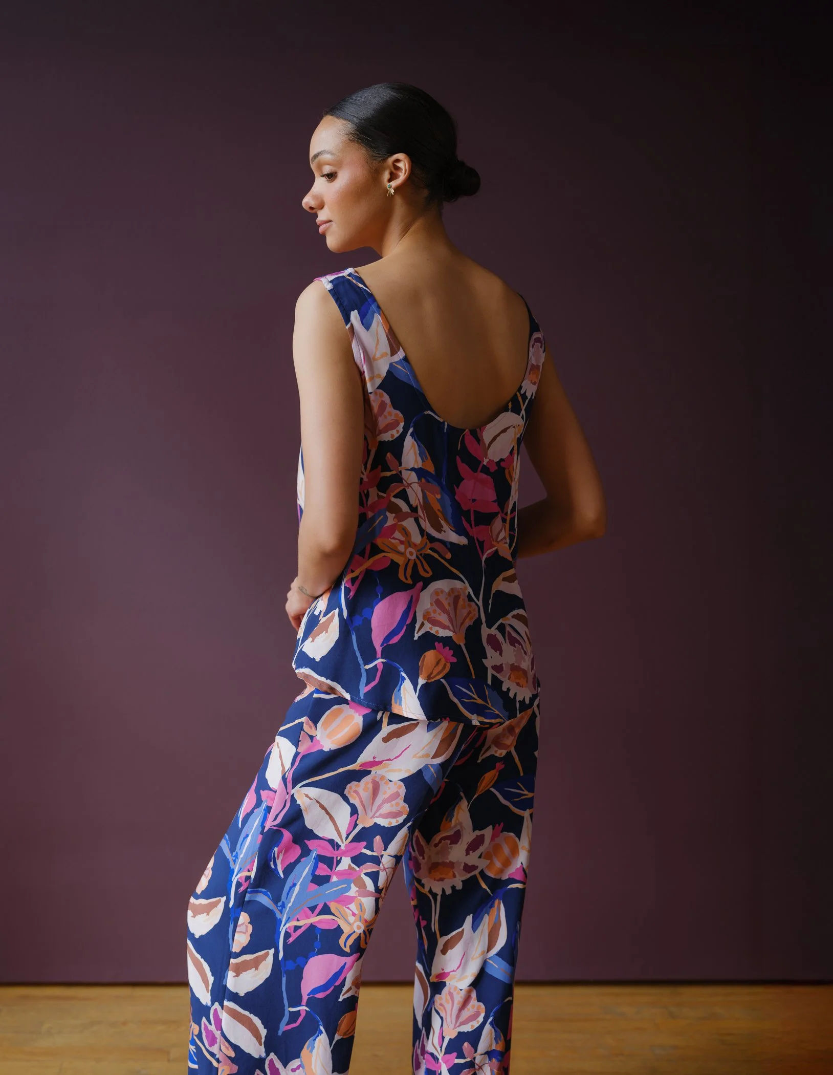 LUZON PRINTED PANTS BY SOPHIA REYES NAVY/PINK