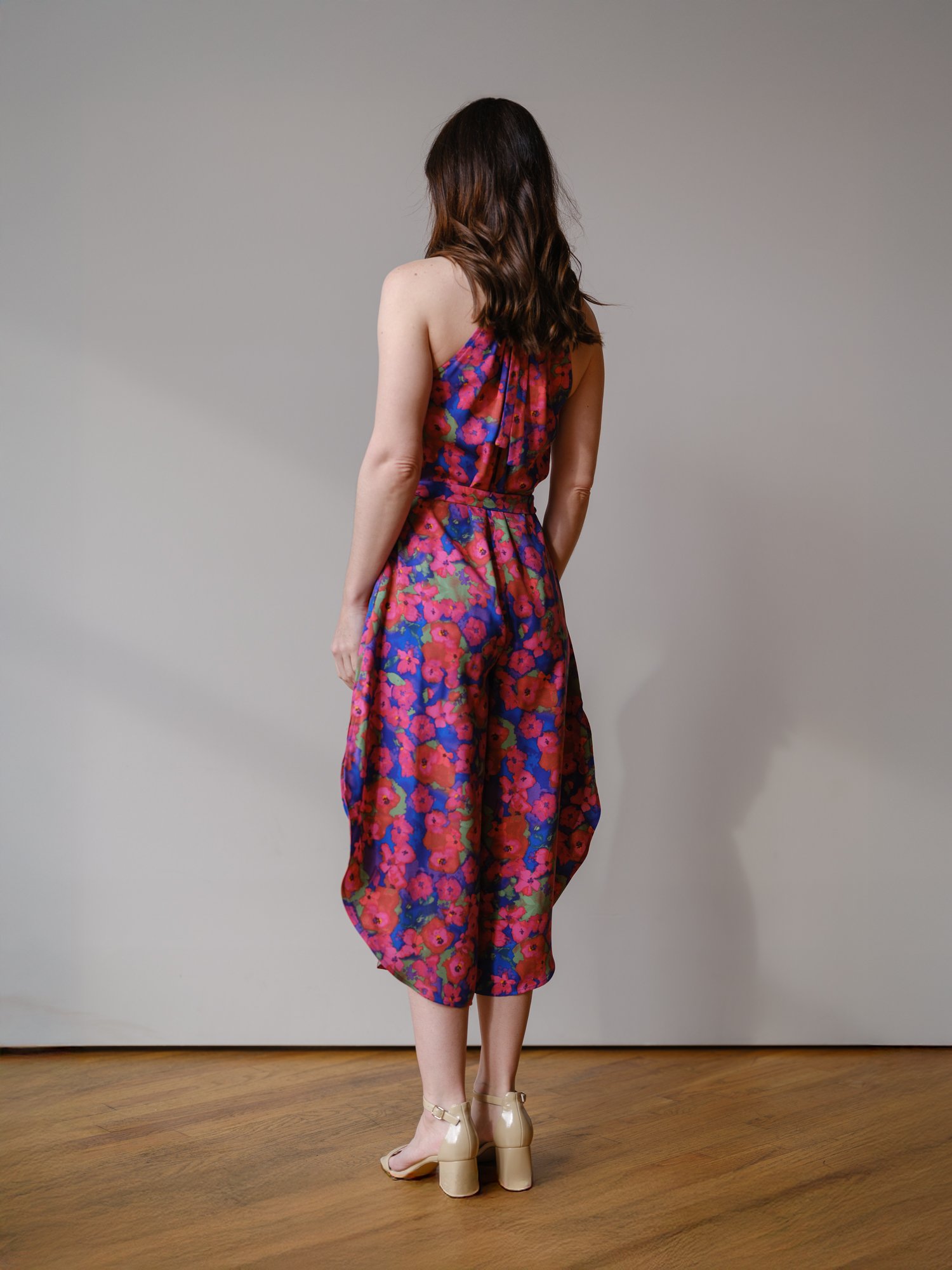 poppy pink florals Liana Jumpsuit by Sophia Reyes