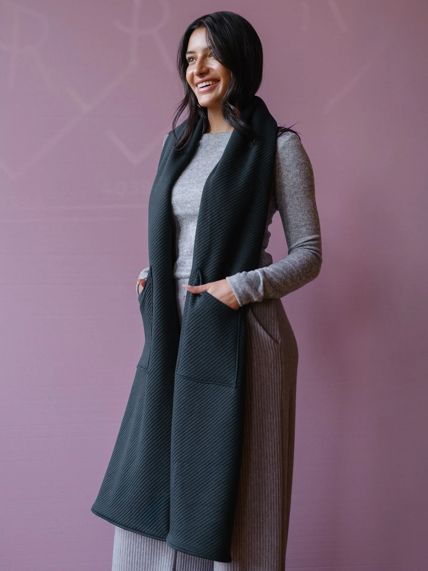 🧣Quilted &amp; Evergreen 🎨👌🏼Lengthy Pocket Scarf is back! One size. Now available online. Made in Chicago.

Photos @naanod.jpg