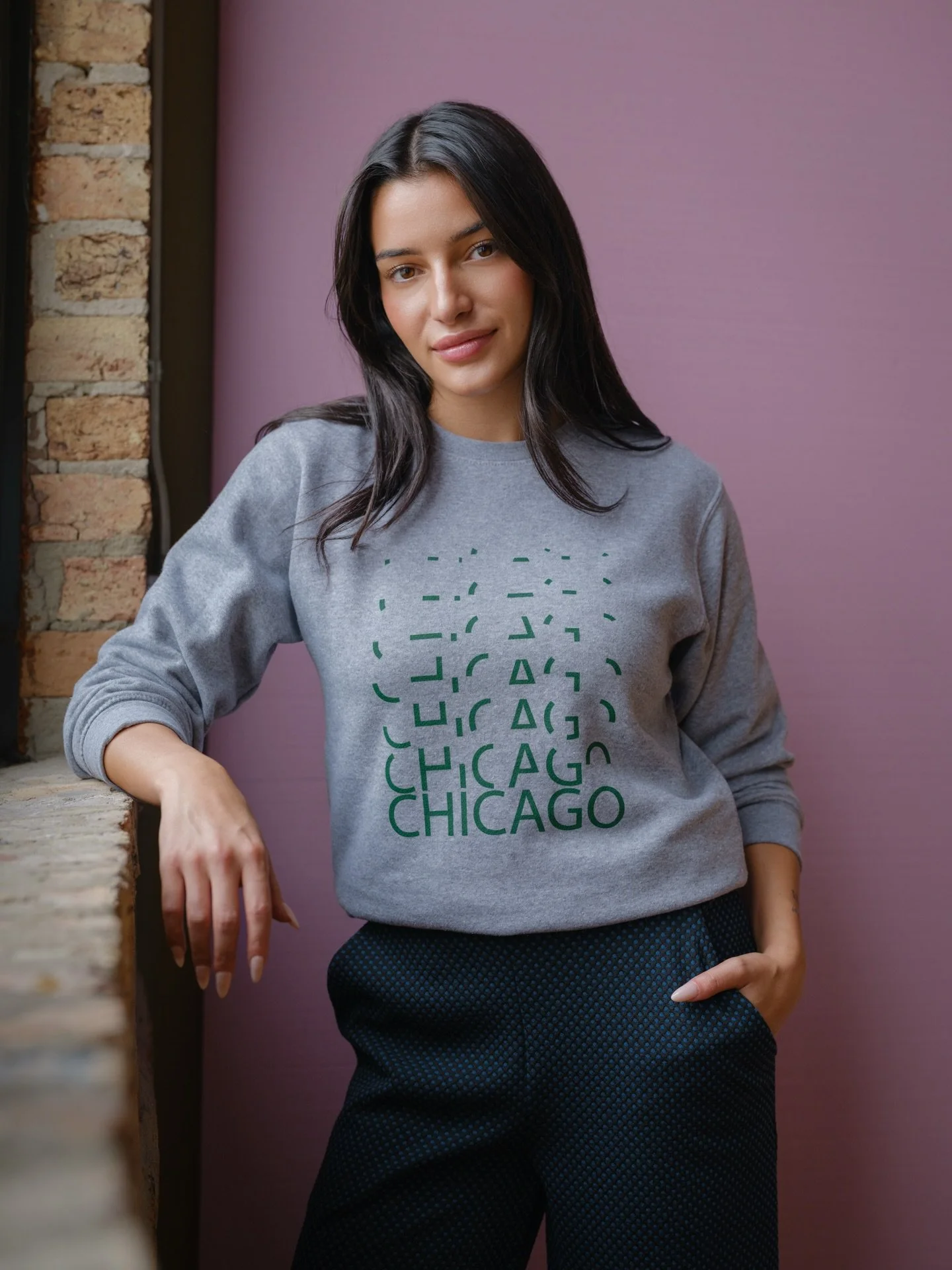 ☘️ Chicago cozy crewneck preorder deadline is Friday 2/20!Call dibs on your size. Available in S-XXL. Ships 3/1.

Photos @naanod.jpg @sr.studios.chicago 
Model @jasminrenken @therockagency