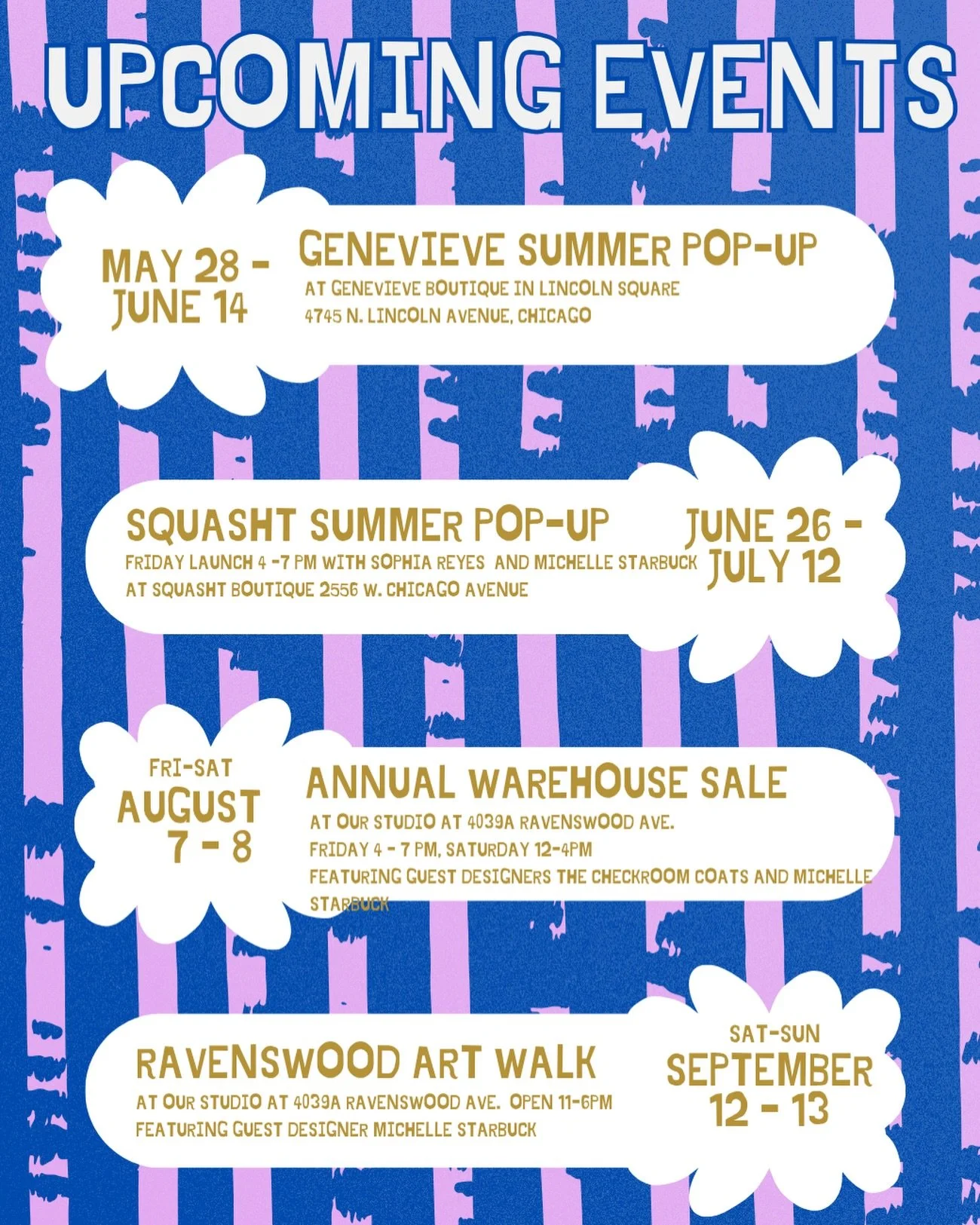SAVE / Mark your calendars! ✏️

@genevieveboutiquechi 
@squasht 
@michellestarbuckdesigns 
@coatcheckroom 
@sophiareyesdesign 
@ravenswood_chi