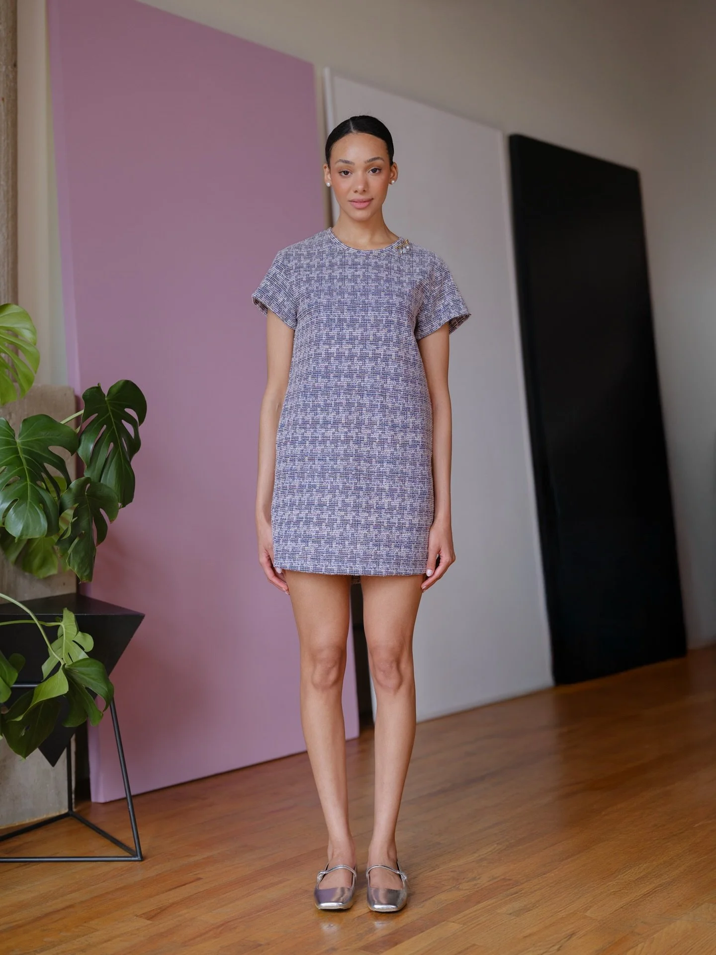 Dresses like a t-shirt but extra 🪩✨🦄 Available now online. Made in Chicago. 

Collar brooch  by @michellestarbuckdesigns (sold separately) 

Photos @naanod.jpg 
Model @hailey.lainee