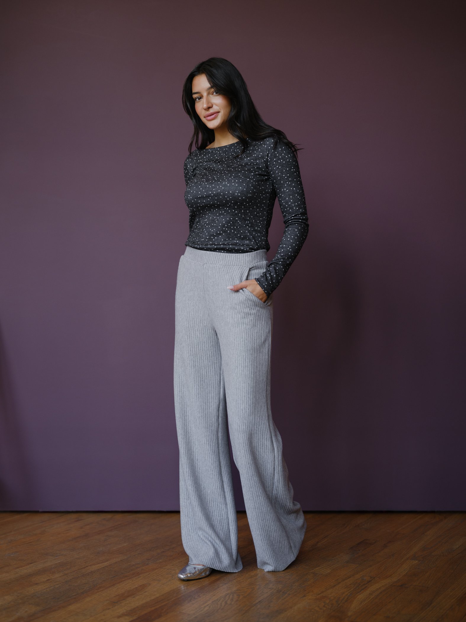 grey sweater pants by Sophia Reyes