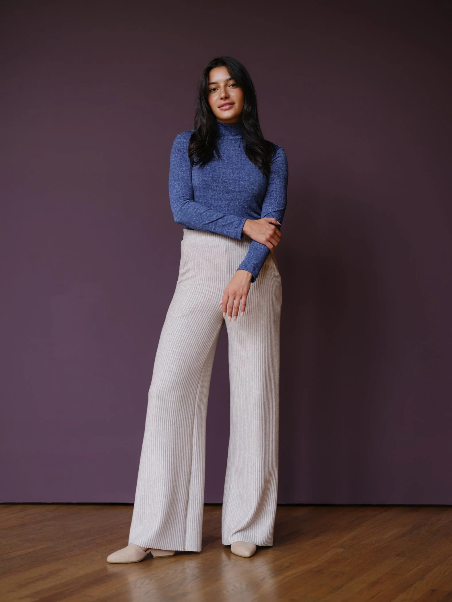 denim mockneck via sophiareyes.com