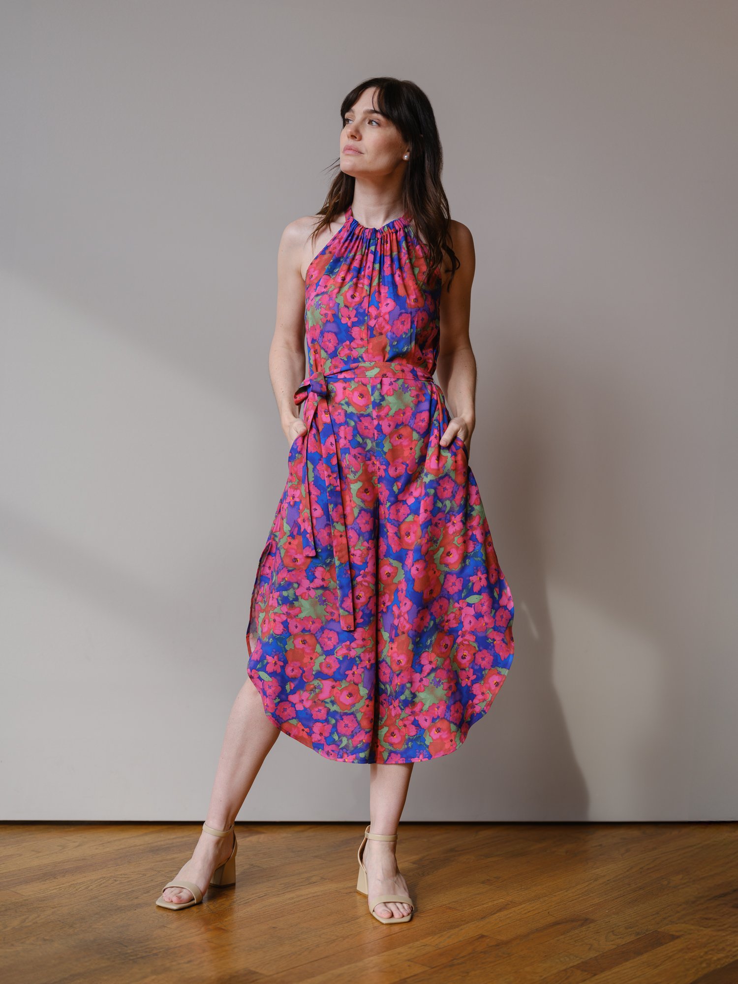 poppy pink florals Liana Jumpsuit by Sophia Reyes