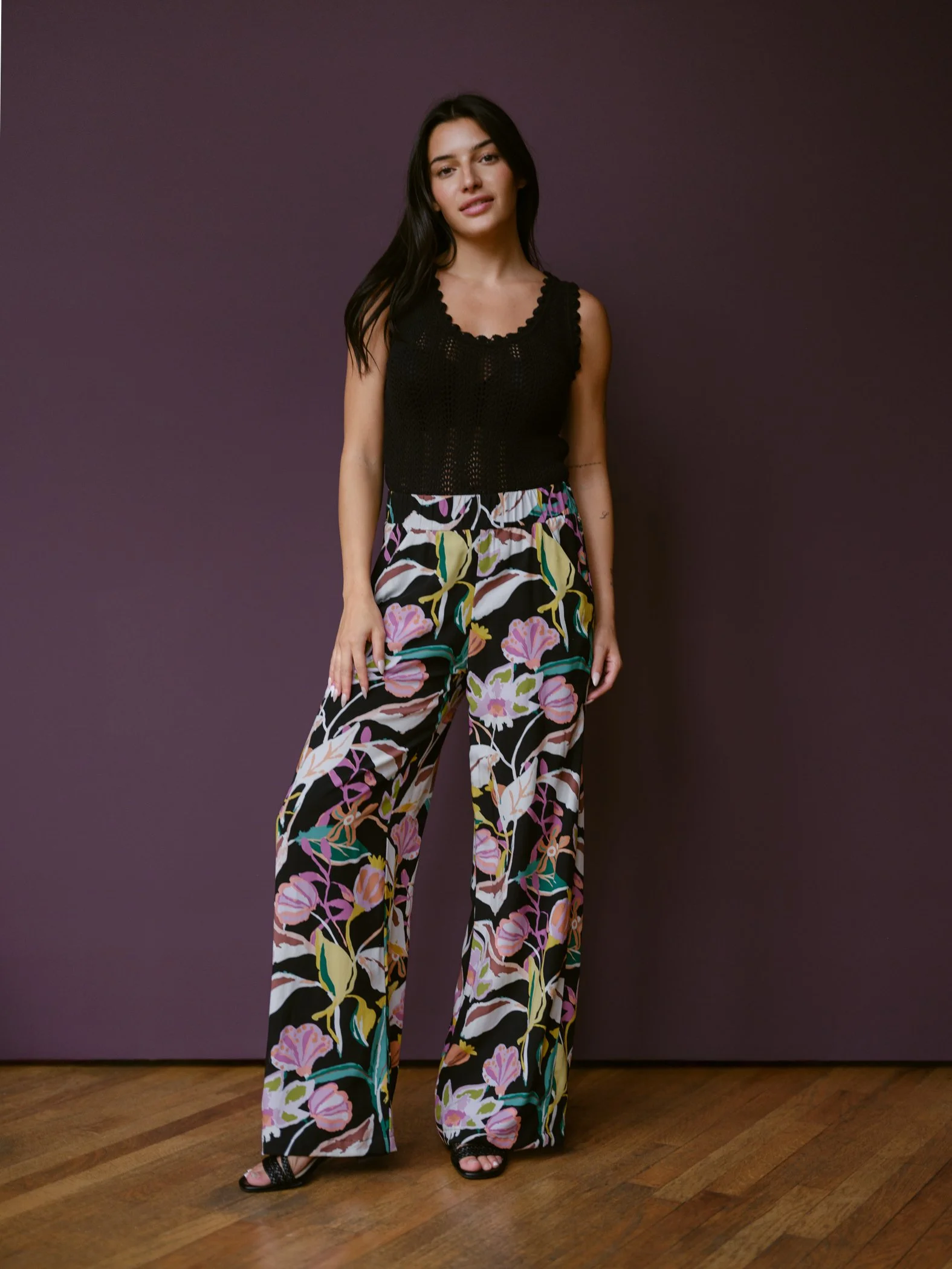 Luzon Pants in black/yellow florals by Sophia Reyes