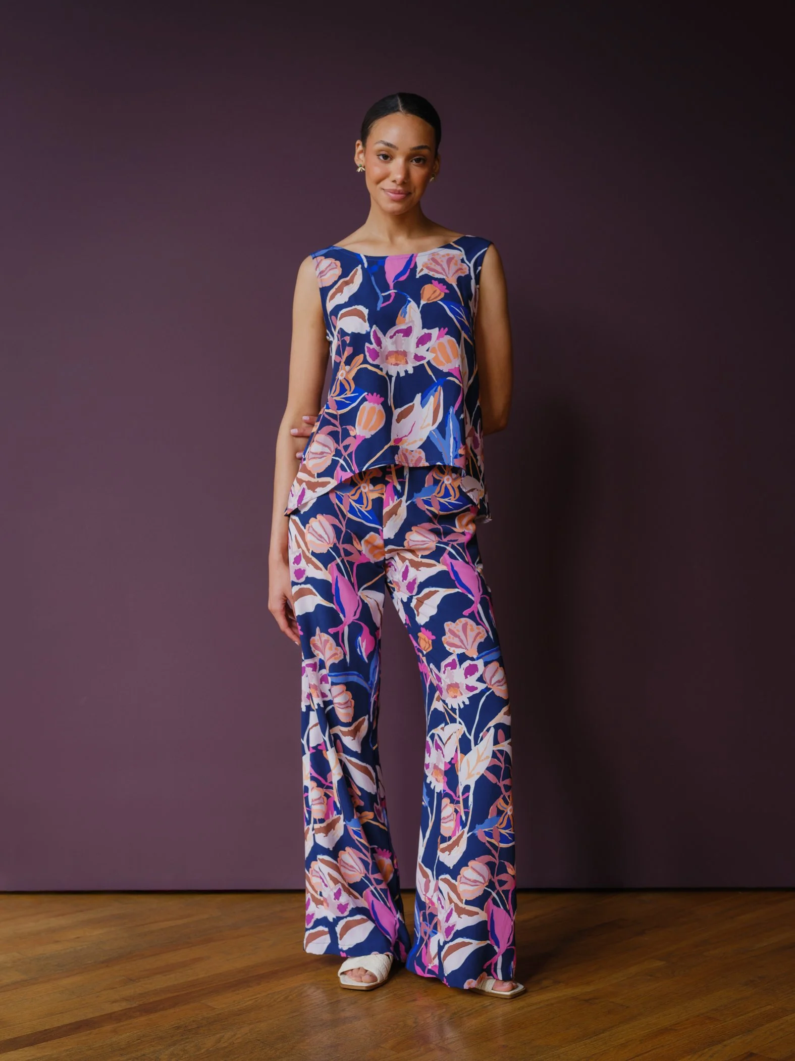 LUZON PRINTED PANTS BY SOPHIA REYES NAVY/PINK