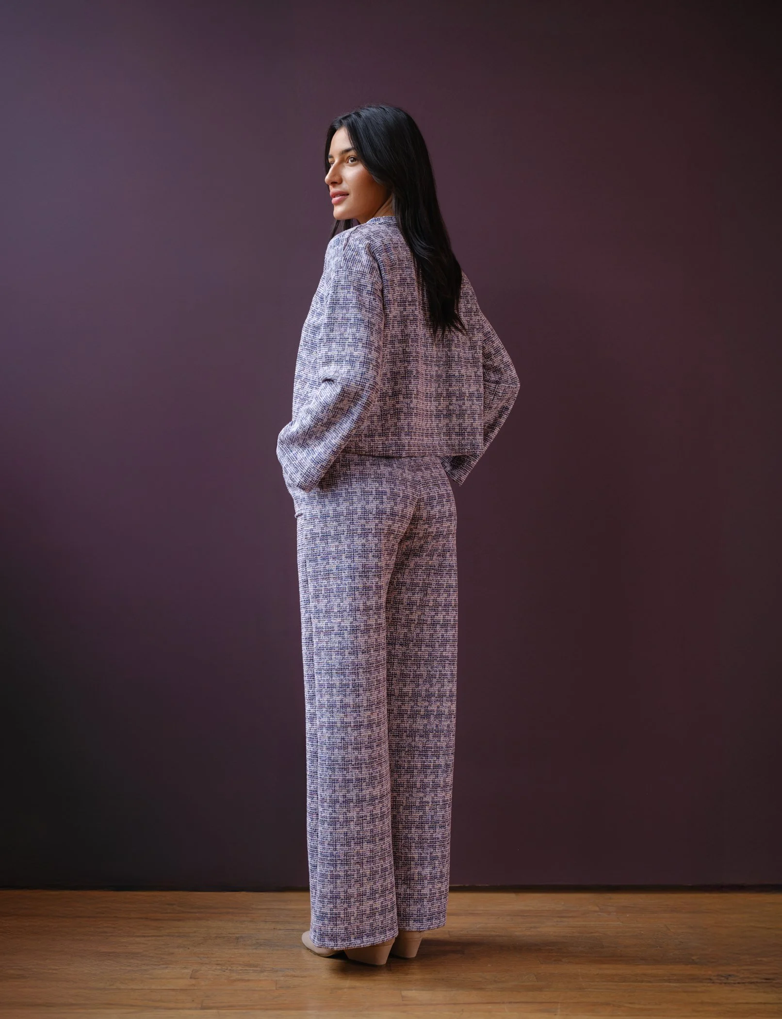 metallic tweed set by designer Sophia Reyes