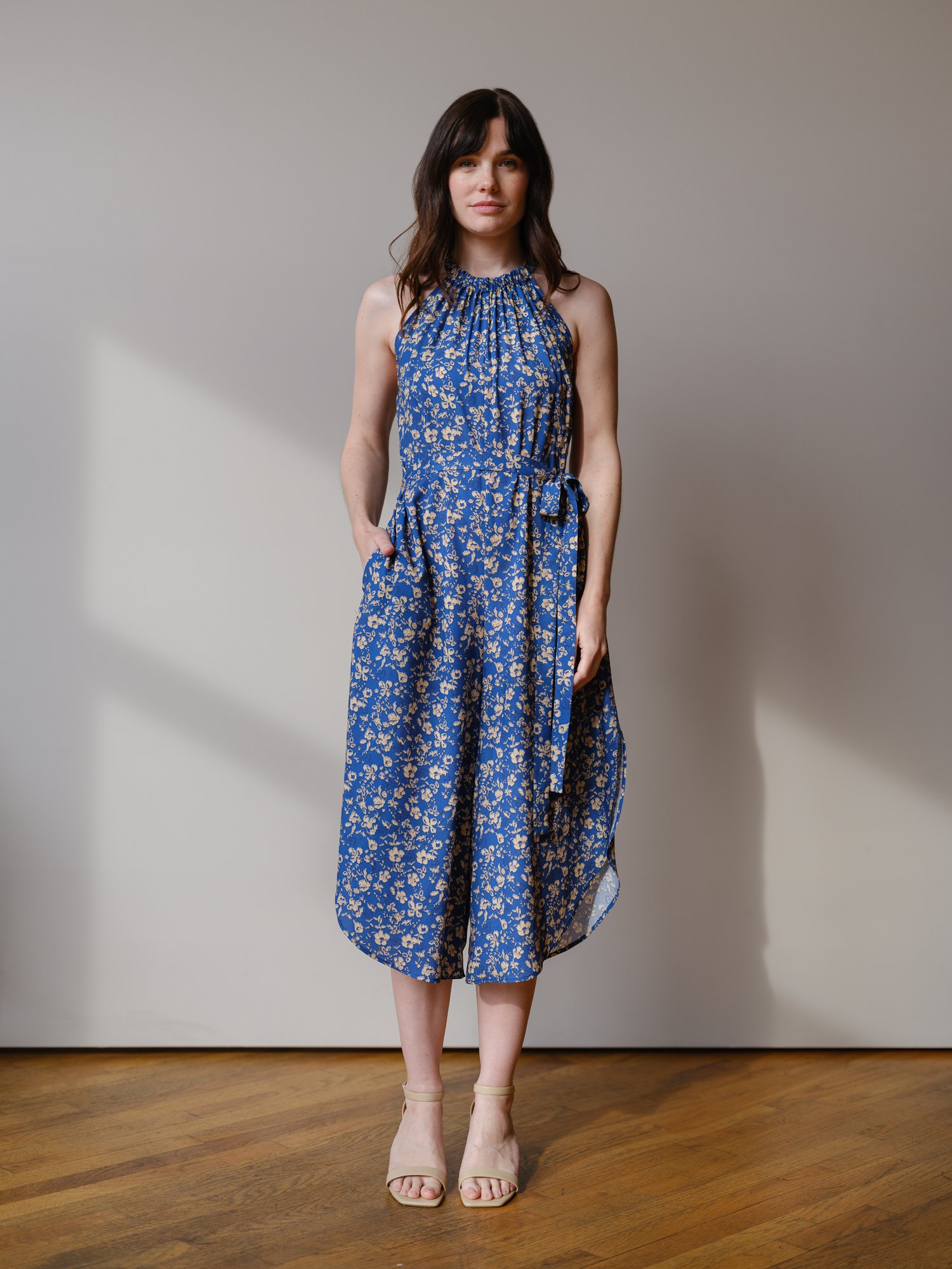 blue floral Liana jumpsuit by Sophia Reyes