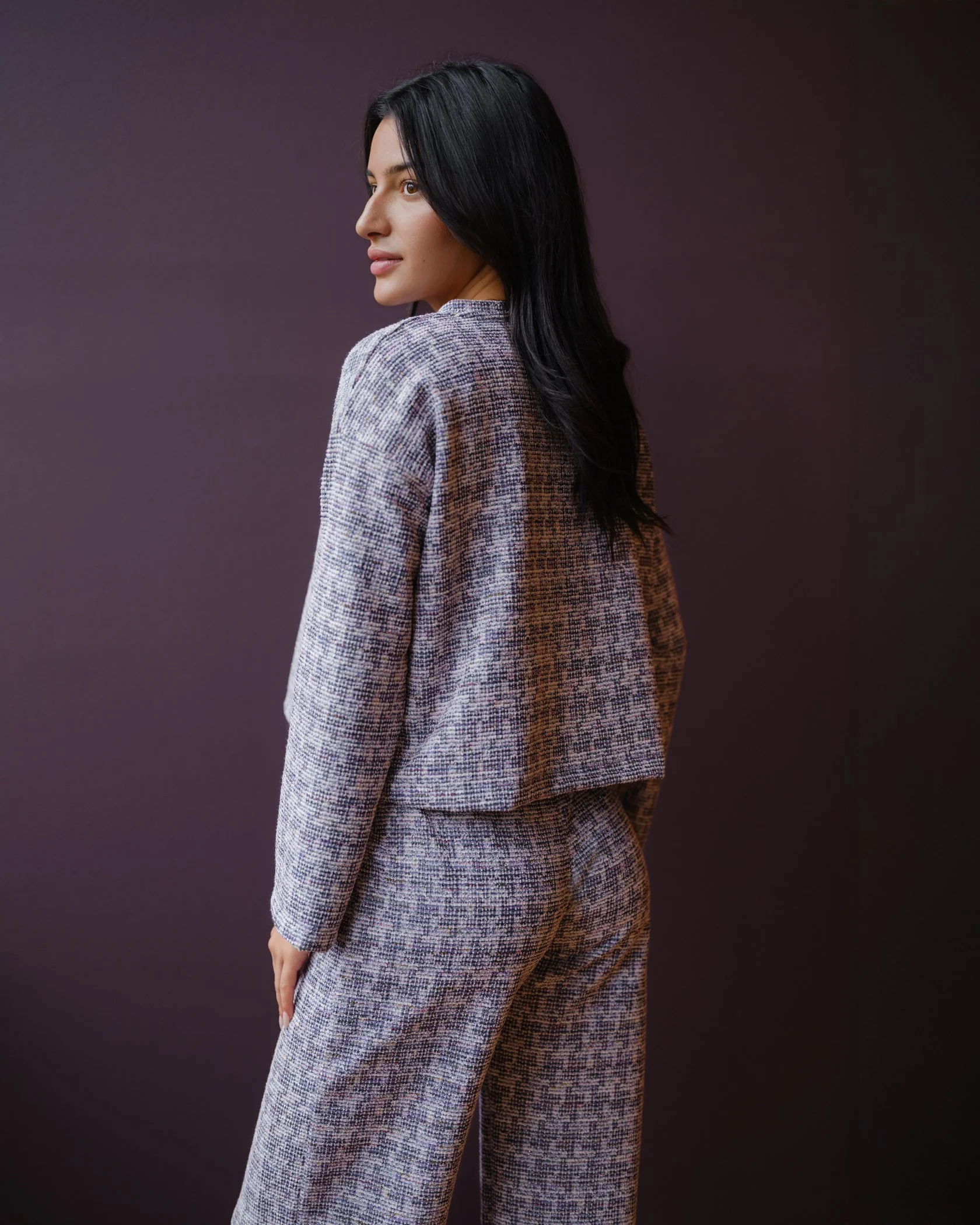 metallic tweed set by designer Sophia Reyes