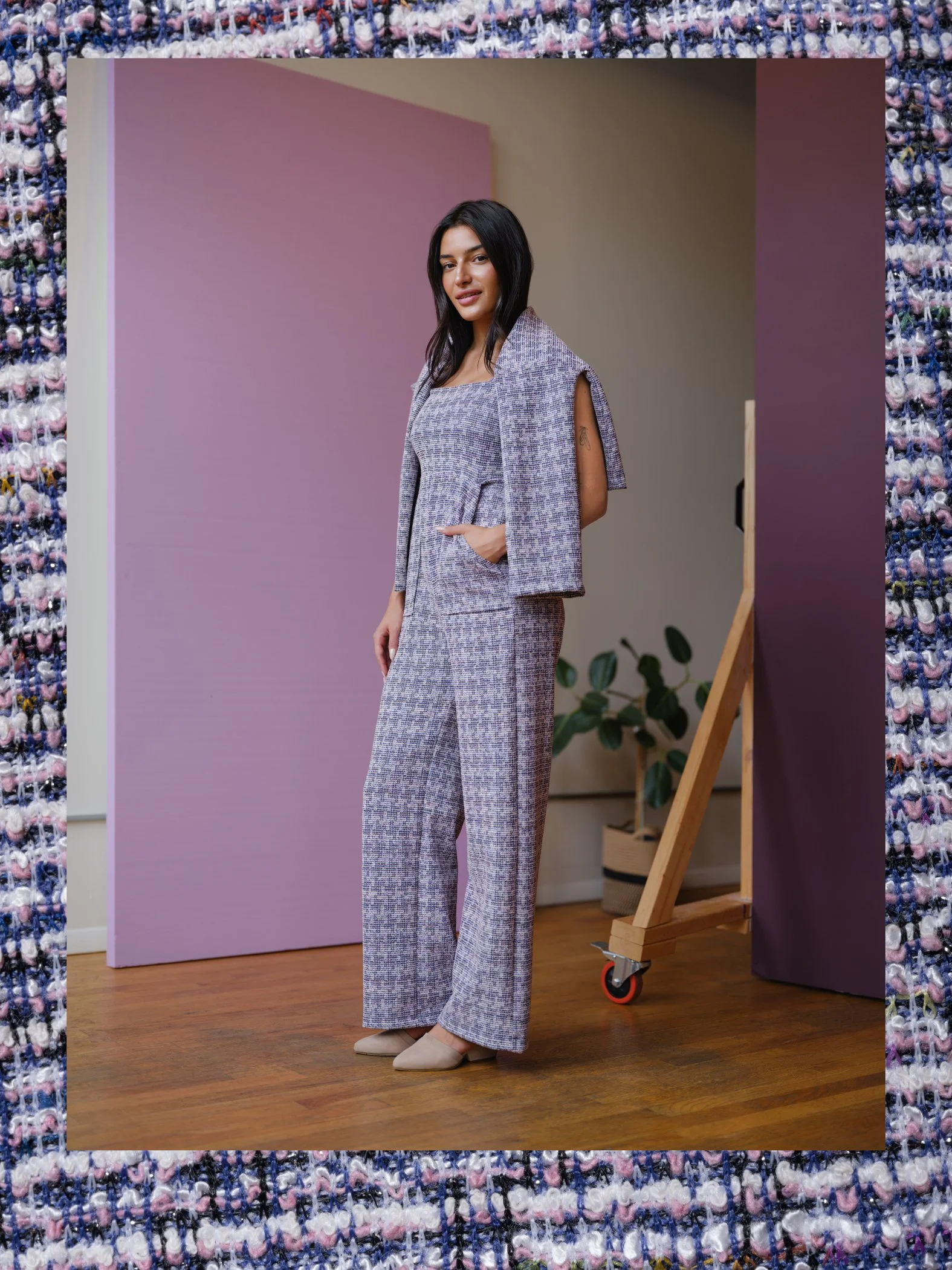 giada jumpsuit tweed knit by designer Sophia Reyes
