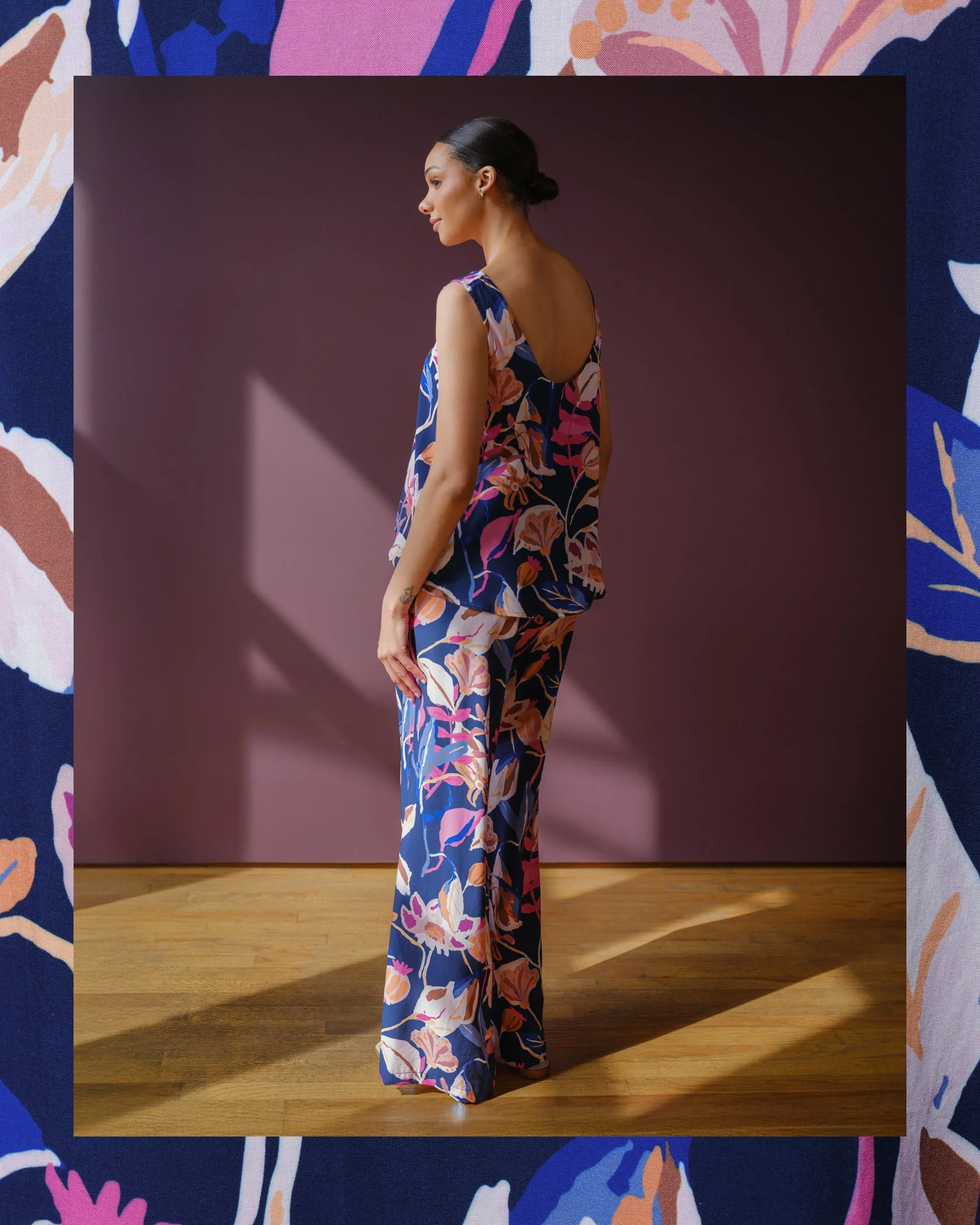 LUZON PRINTED PANTS BY SOPHIA REYES NAVY/PINK