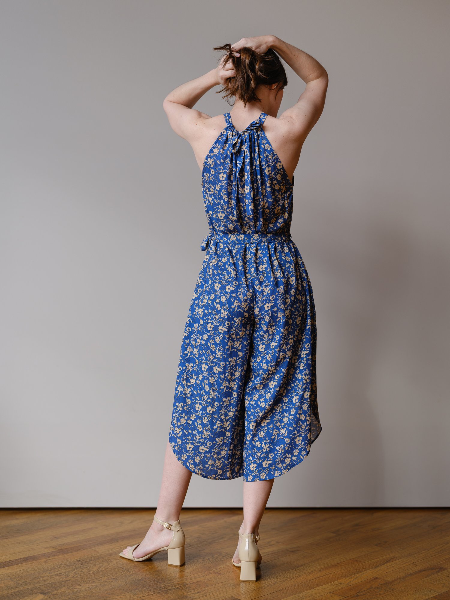 blue floral Liana jumpsuit by Sophia Reyes