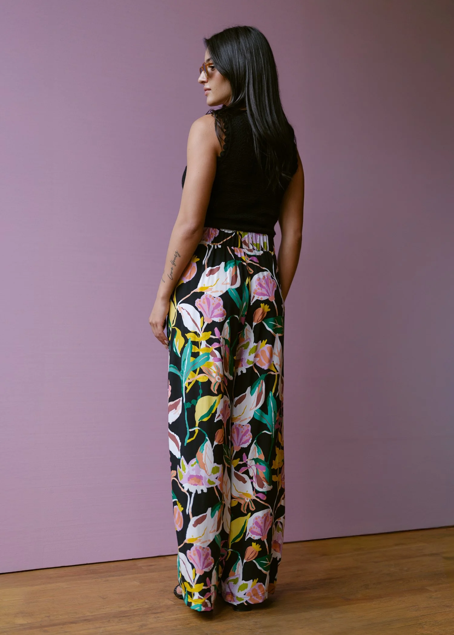 Luzon Pants in black/yellow florals by Sophia Reyes