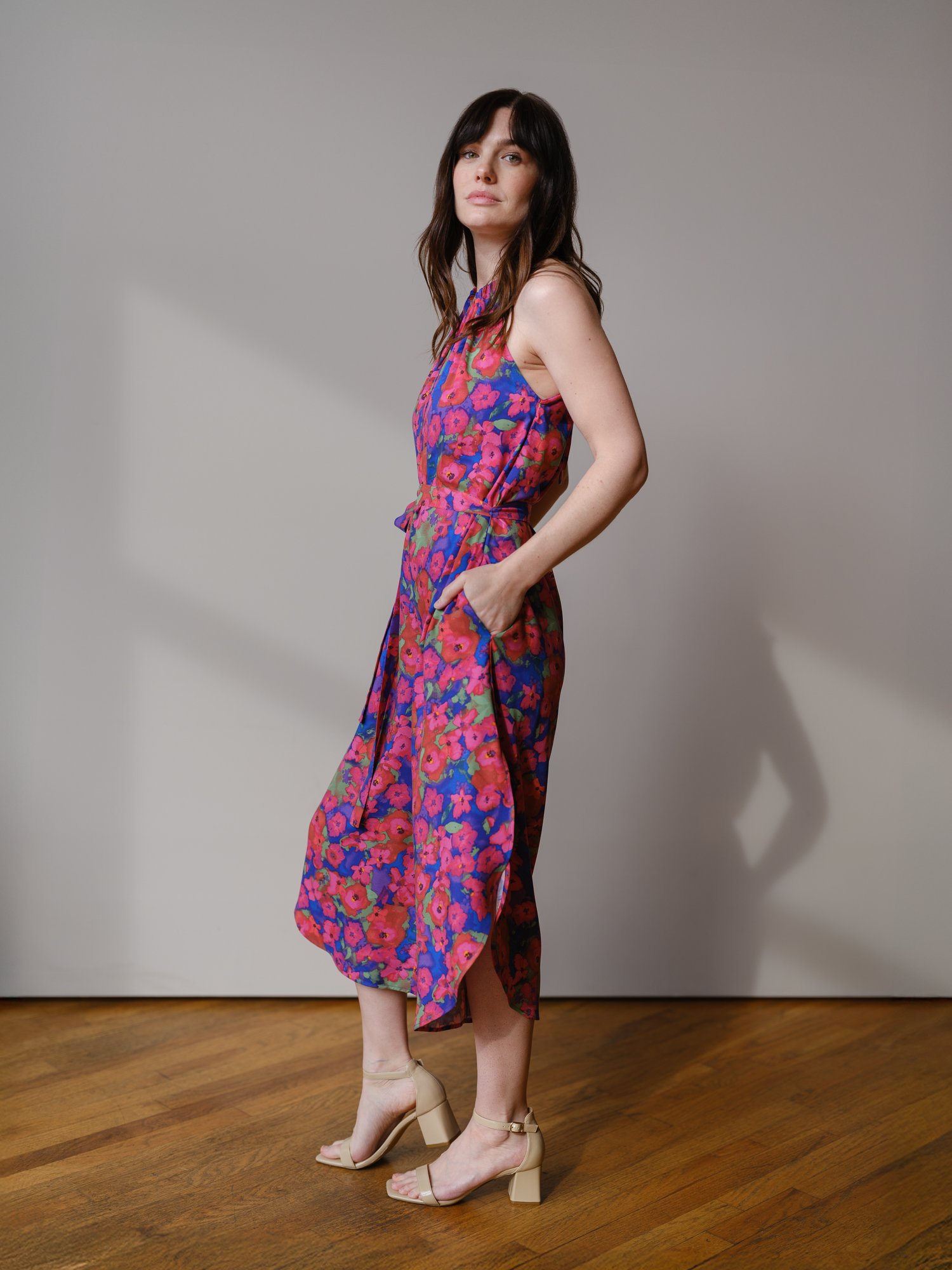 poppy pink florals Liana Jumpsuit by Sophia Reyes