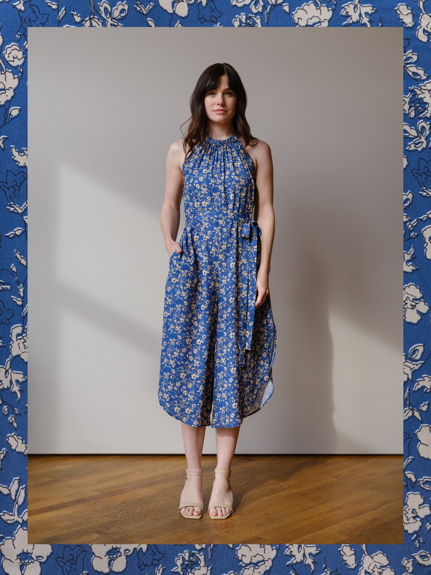 blue floral Liana jumpsuit by Sophia Reyes