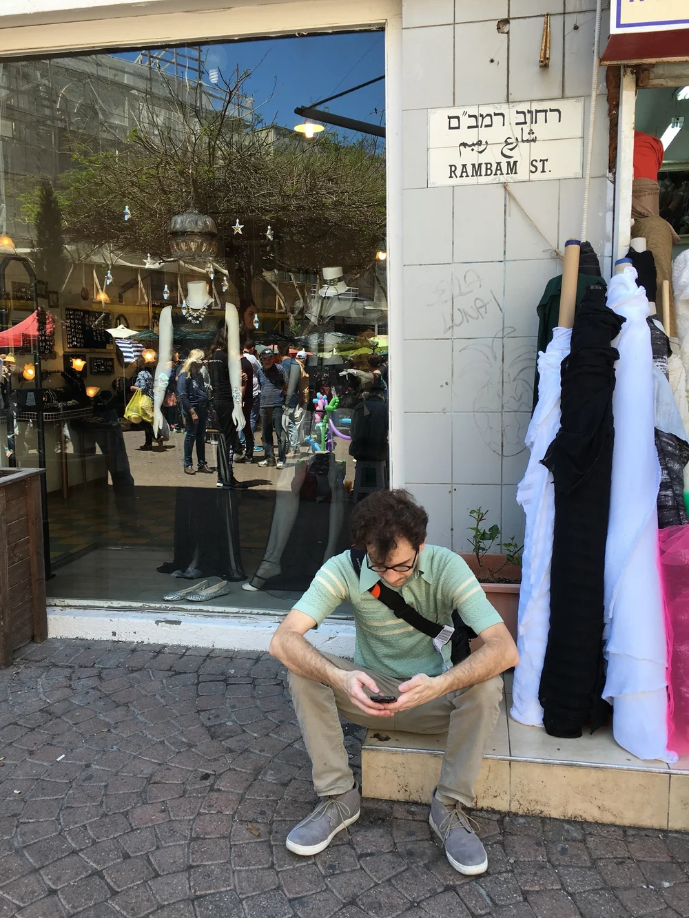  Taking a break as we walked around Tel Aviv 