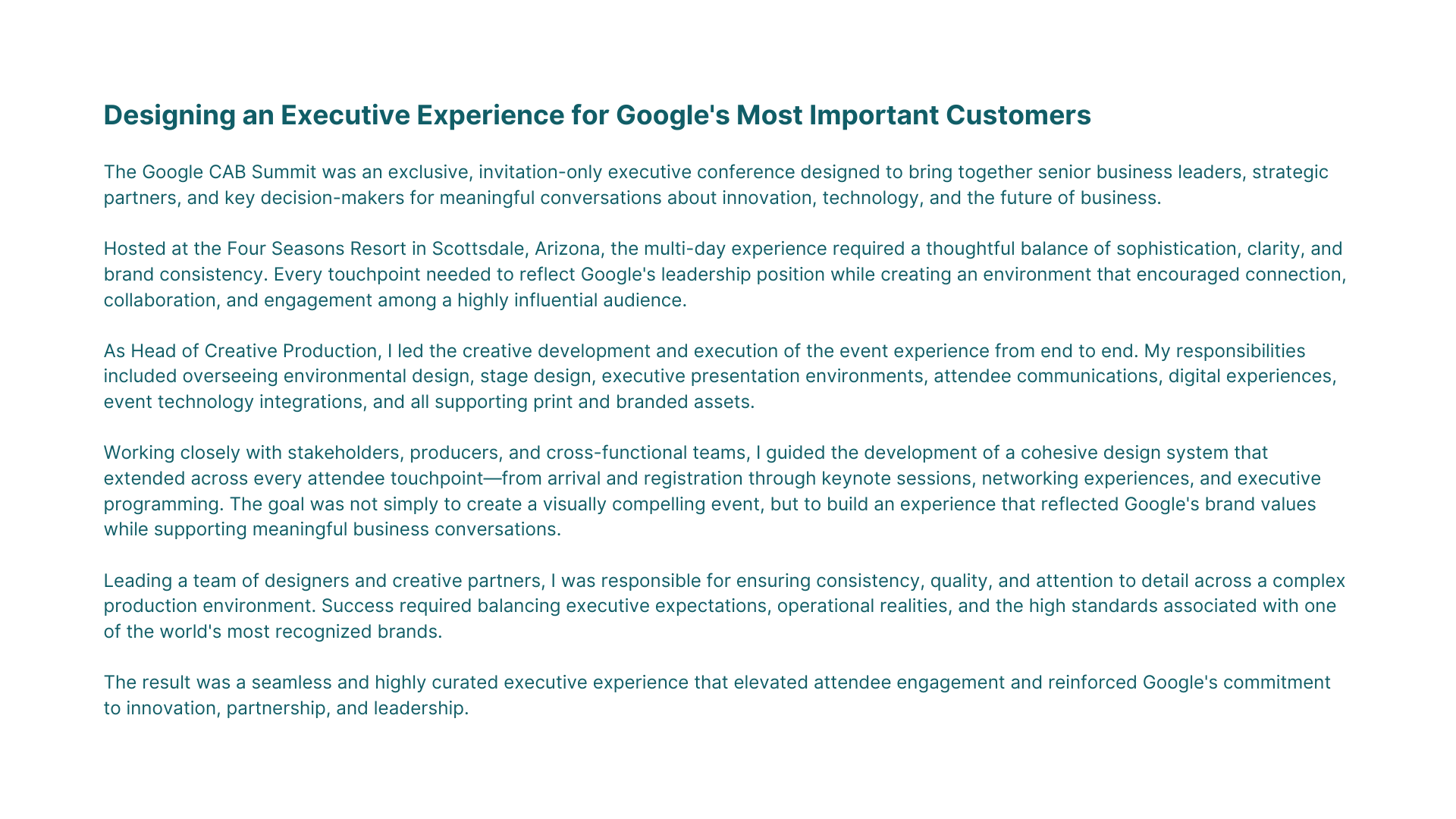 Designing an executive experience for google's most important customers