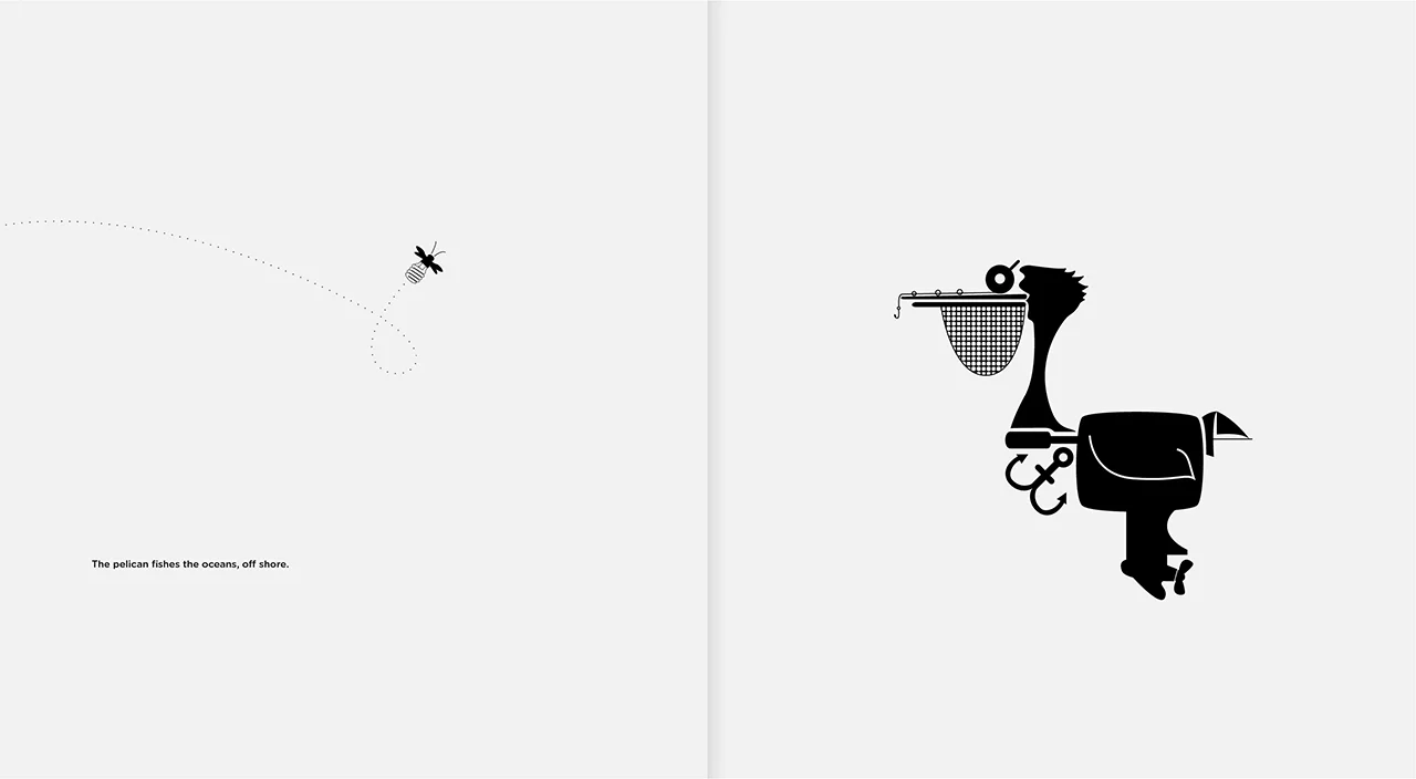 The pelican fishes the oceans, off shore.