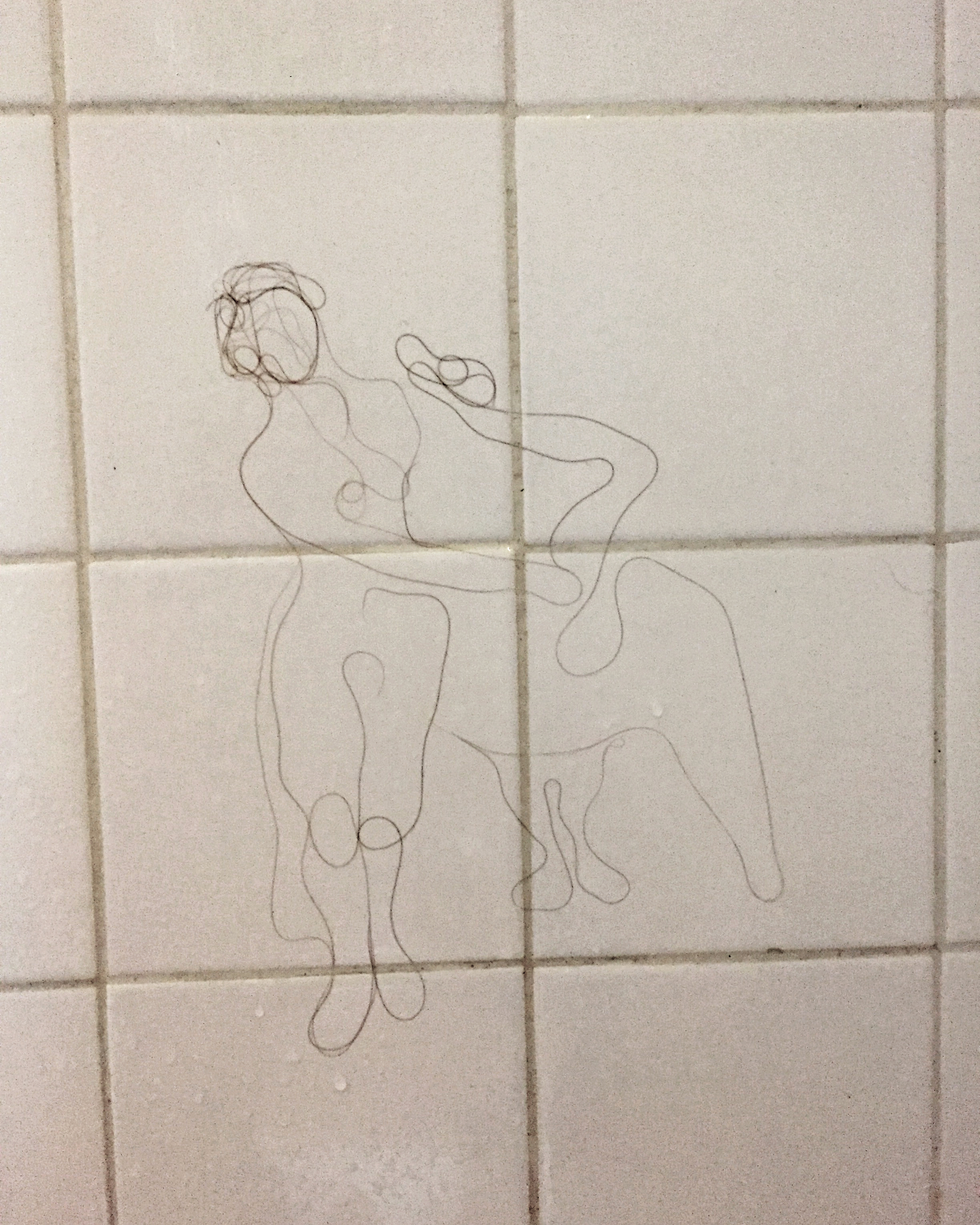After Cesare da Sesto's After Leonardo's Leda and the Swan, Artist's hair on ceramic, 8x10, 2017