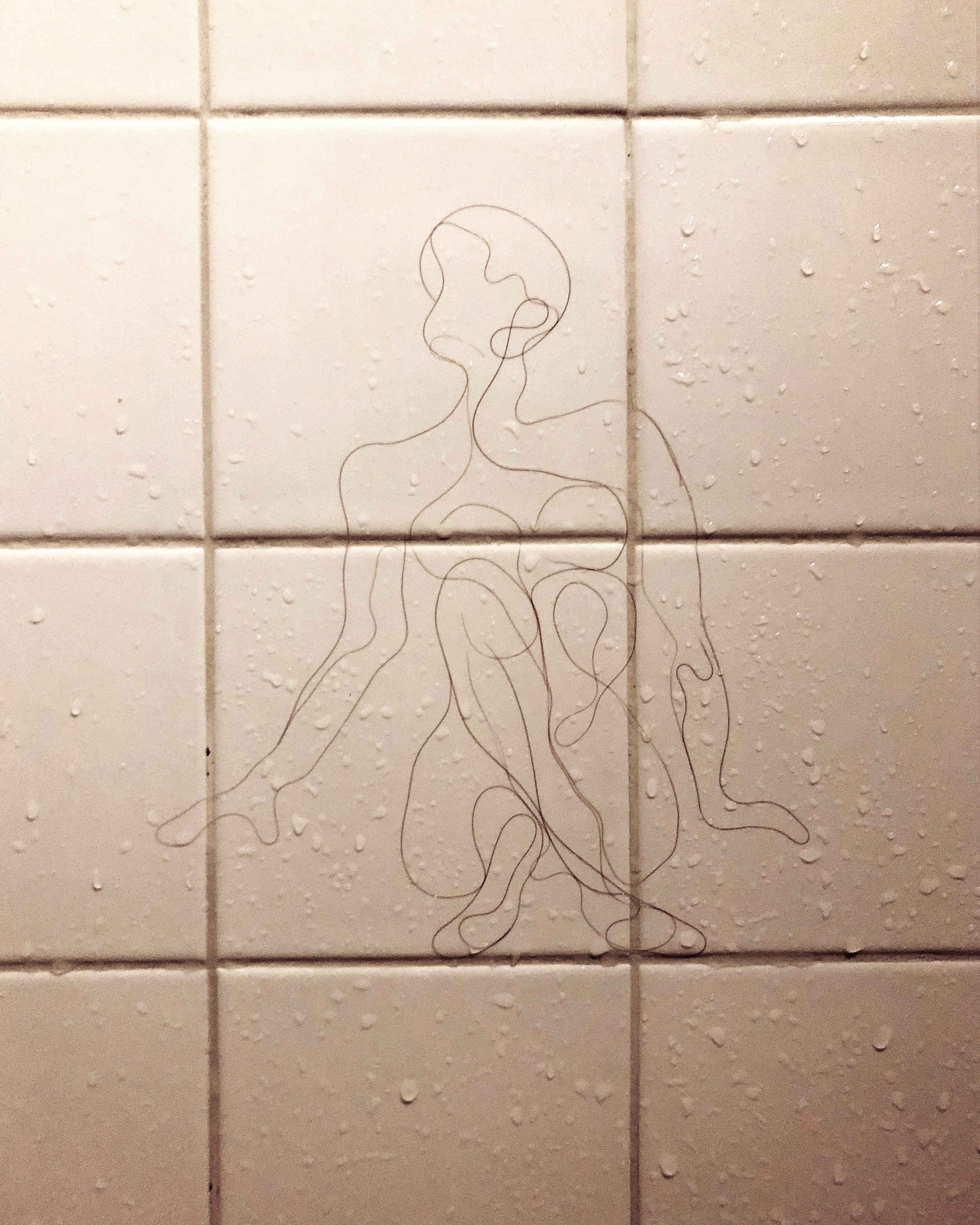 Vintage Nude, Artist's hair on ceramic, 8x10, 2018
