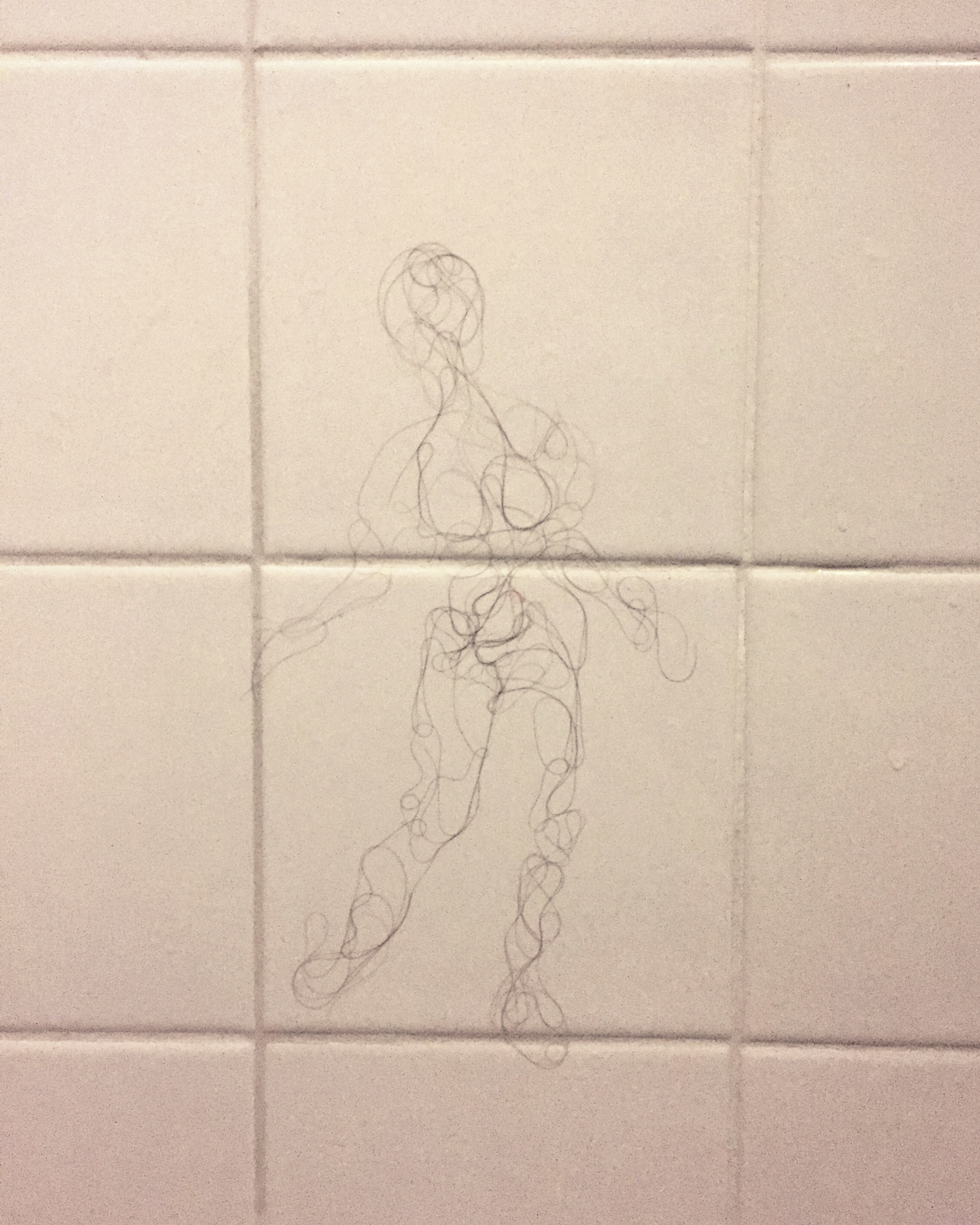 Nude in Haste, Artist's hair on ceramic, 8x10, 2017