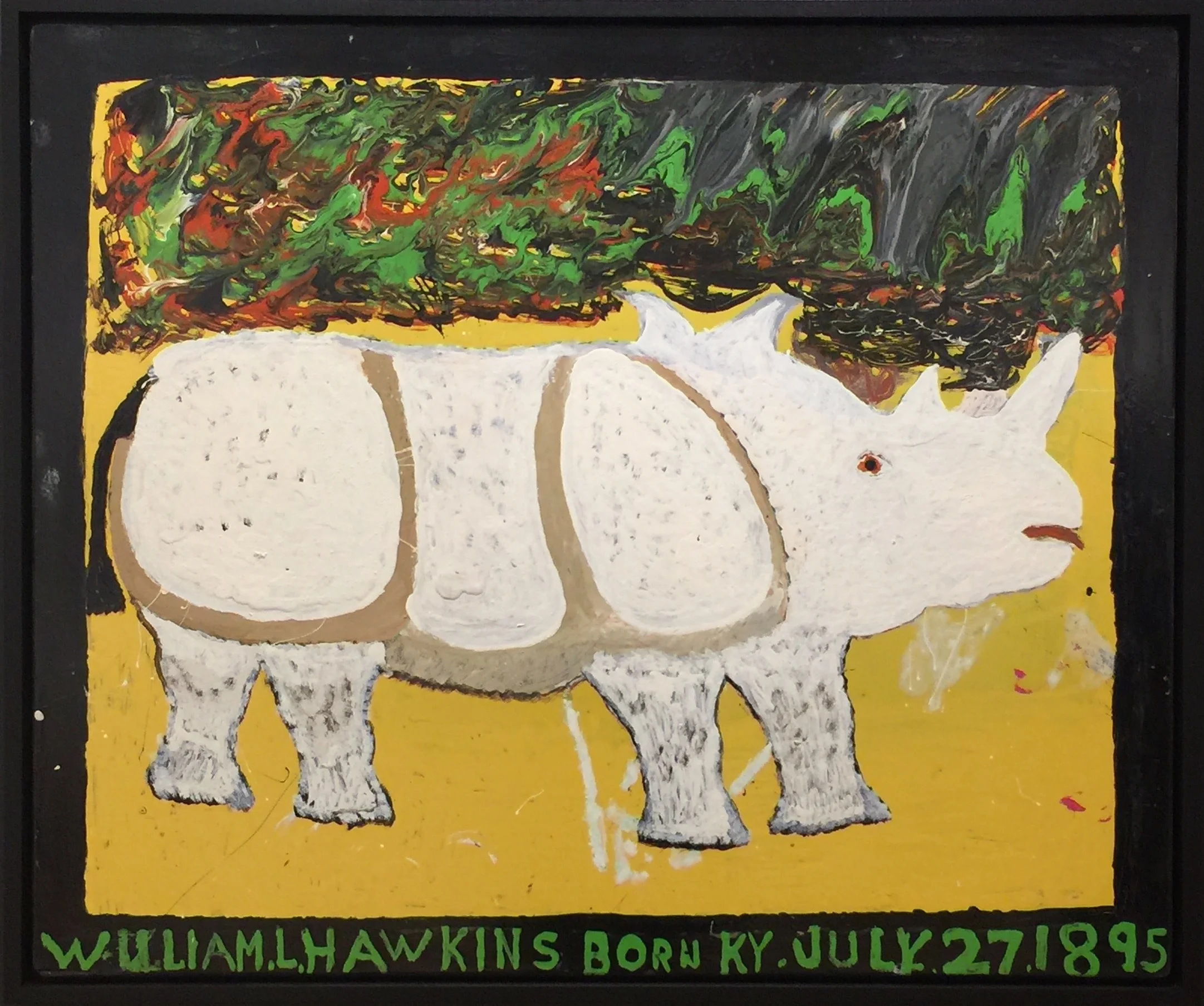 William Hawkins, Rhinoceros, 1983, Enamel on masonite, 40 x 48 inches