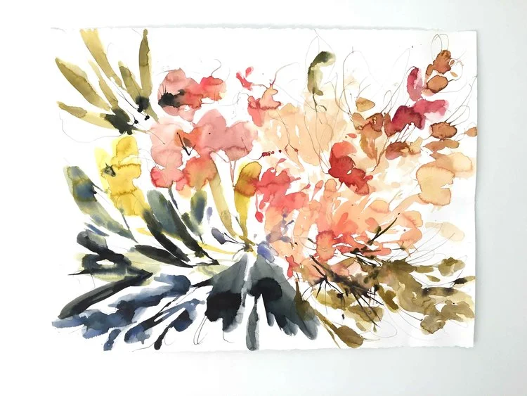 Kelly Ventura, Apricot Fields, 2017 (unique watercolor and pencil)